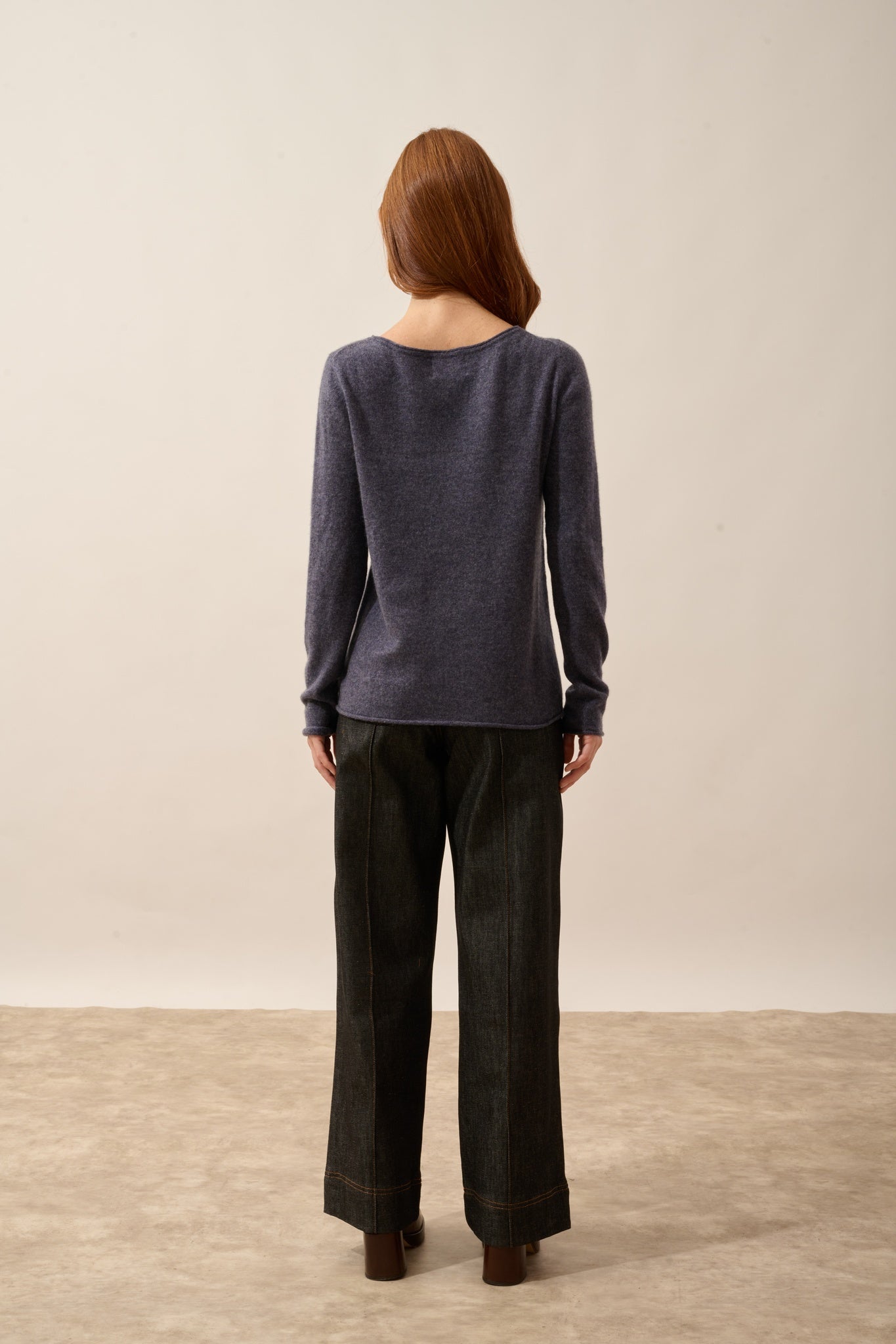 GRACE pull col bateau violet gris chiné