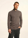 LEONIE Pull Camionneur 4 Fils Taupe Chiné