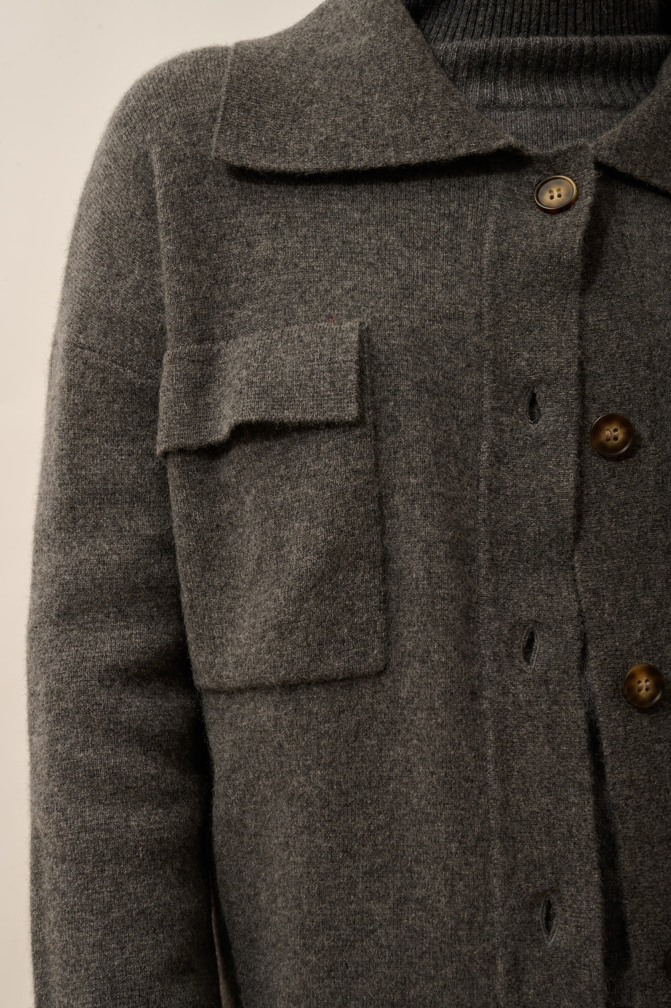 HEKLA button-down jacket with shirt collar in heathered anthracite