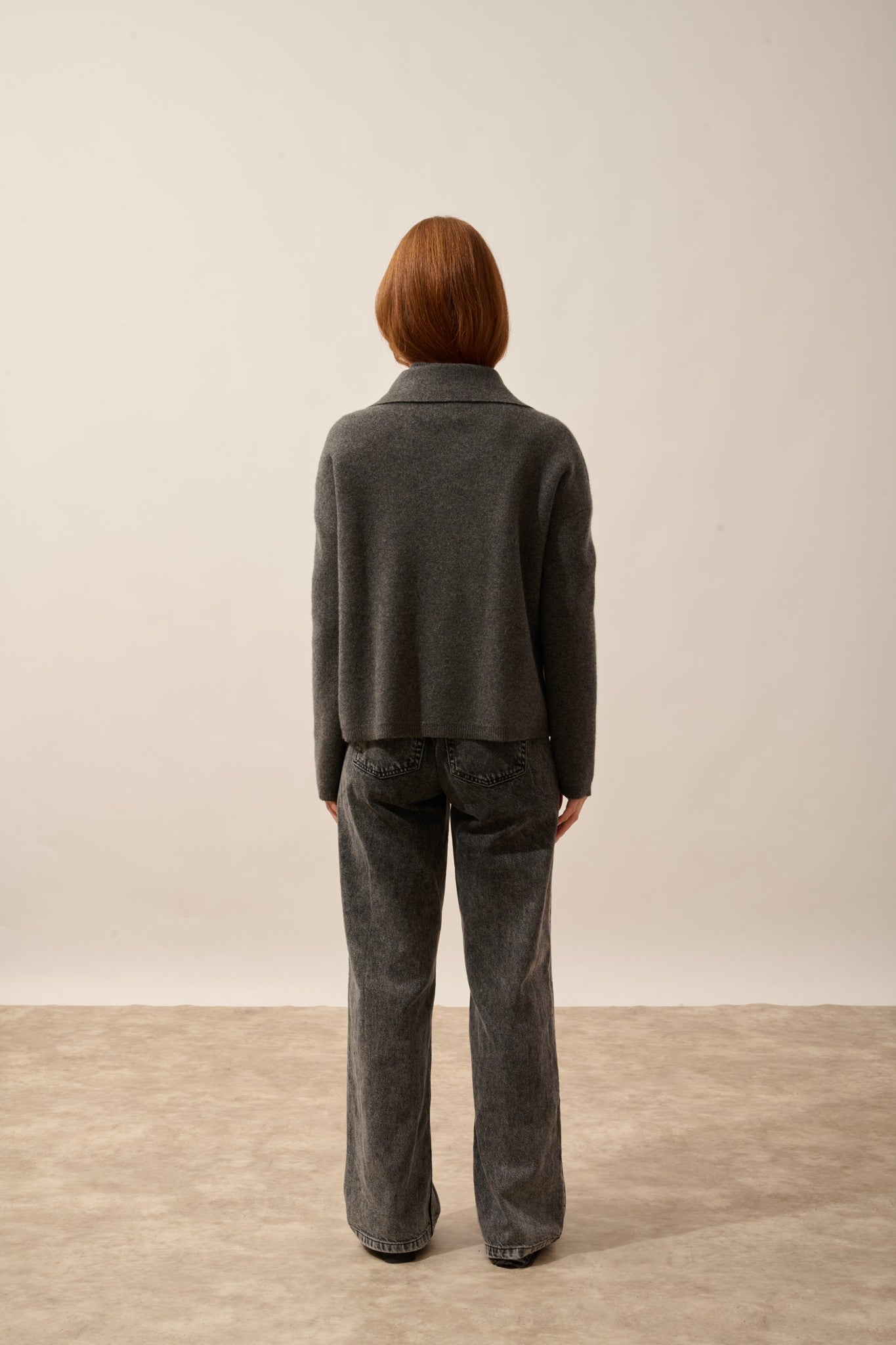 hekla veste boutonnée col chemise anthracite chiné