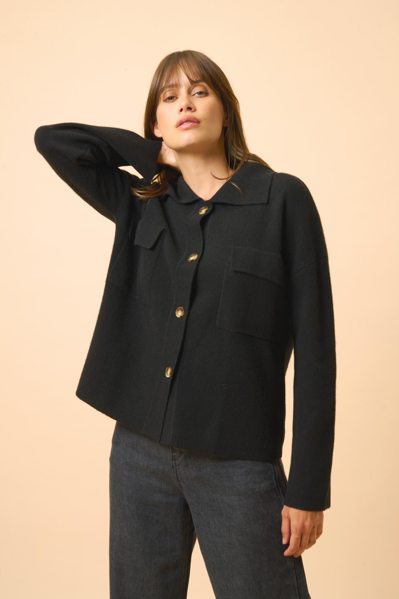 HEKLA veste col chemise noir