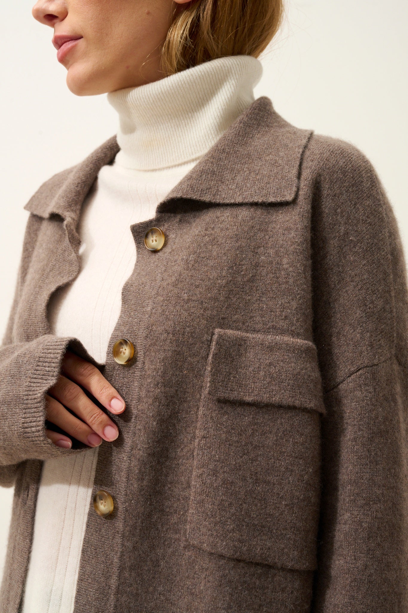 HEKLA veste col chemise taupe chiné