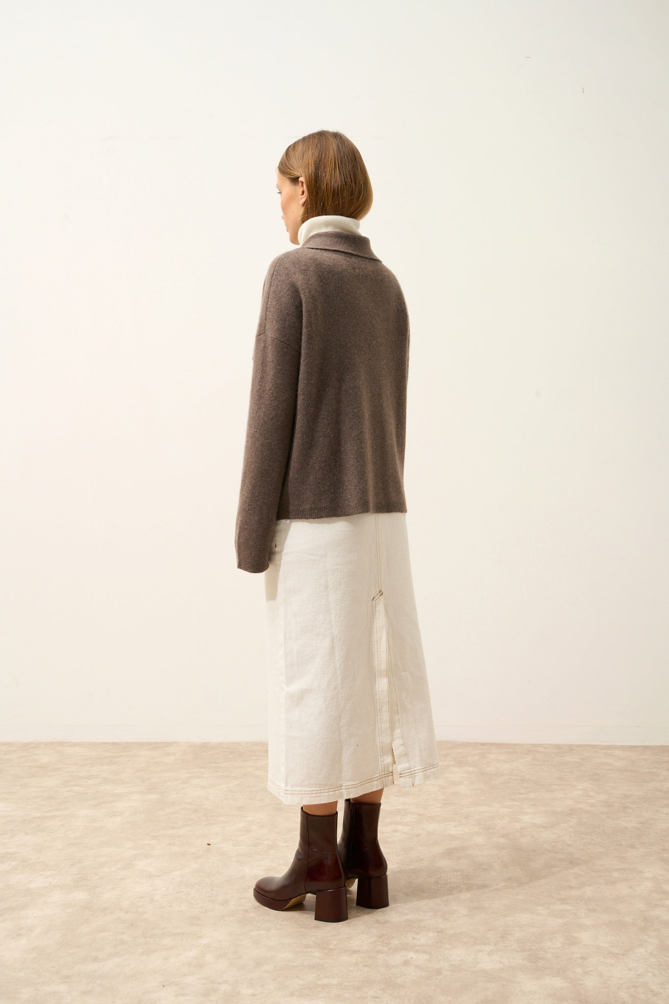 HEKLA veste col chemise taupe chiné