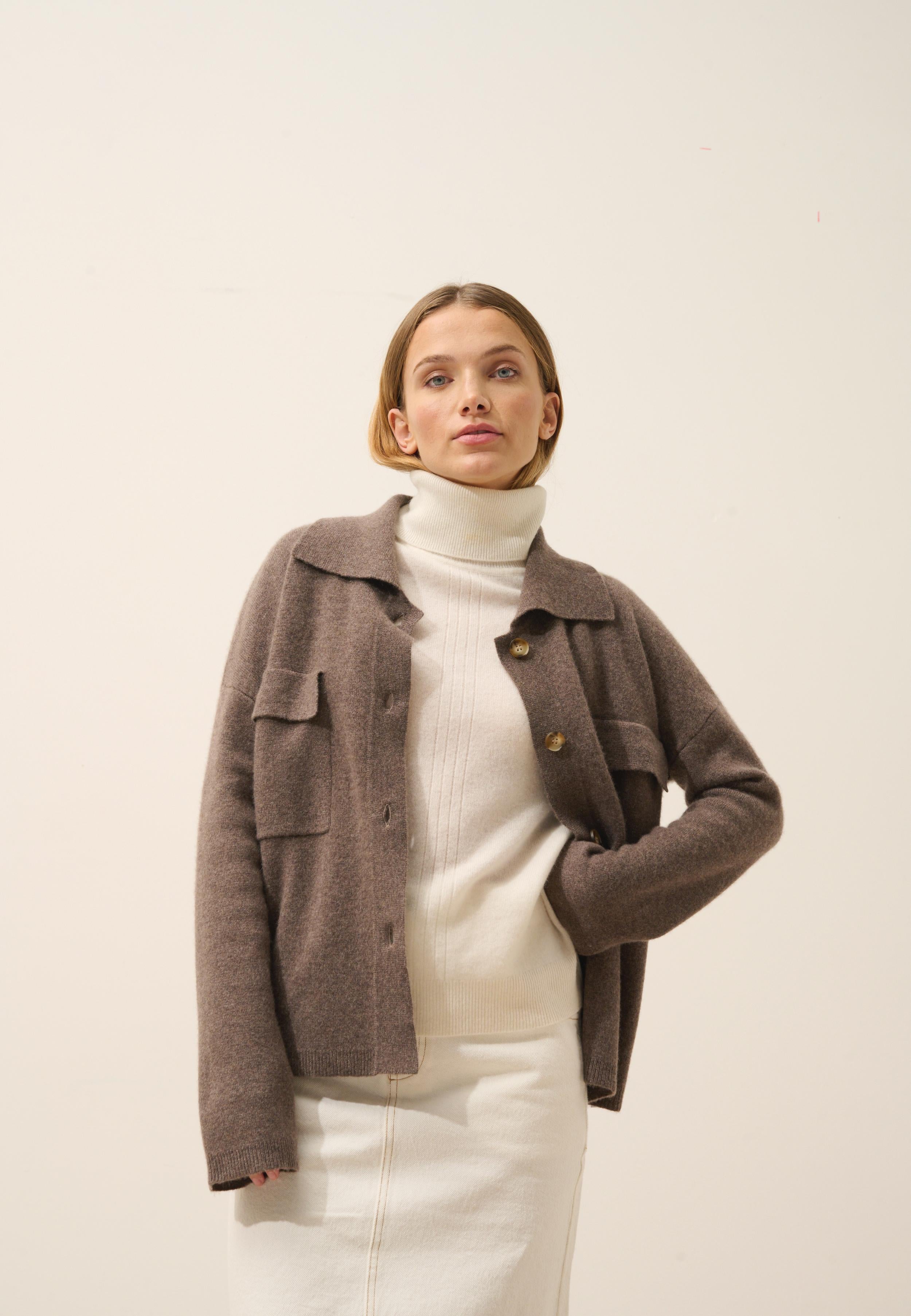 HEKLA veste col chemise taupe chiné