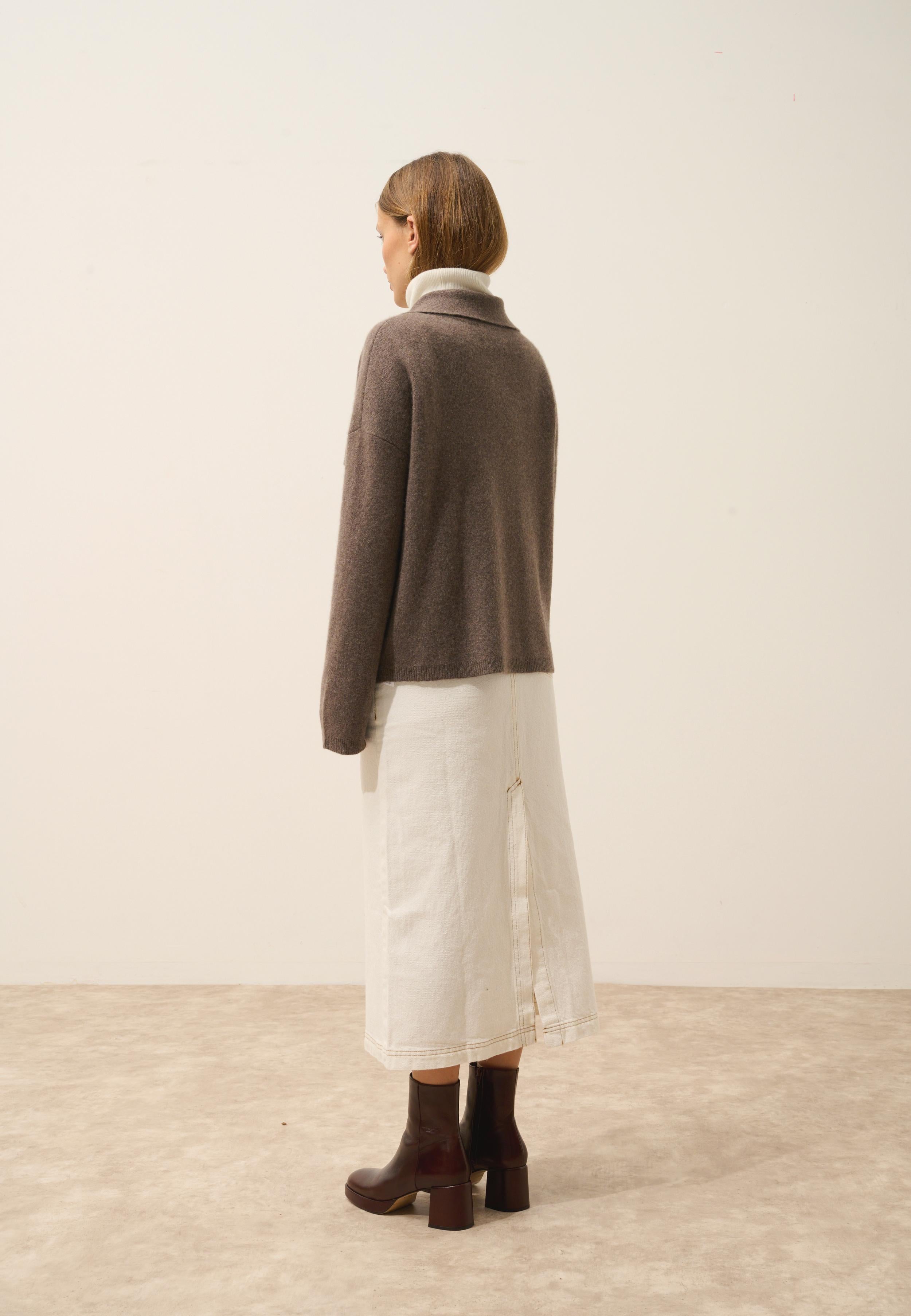 HEKLA veste col chemise taupe chiné