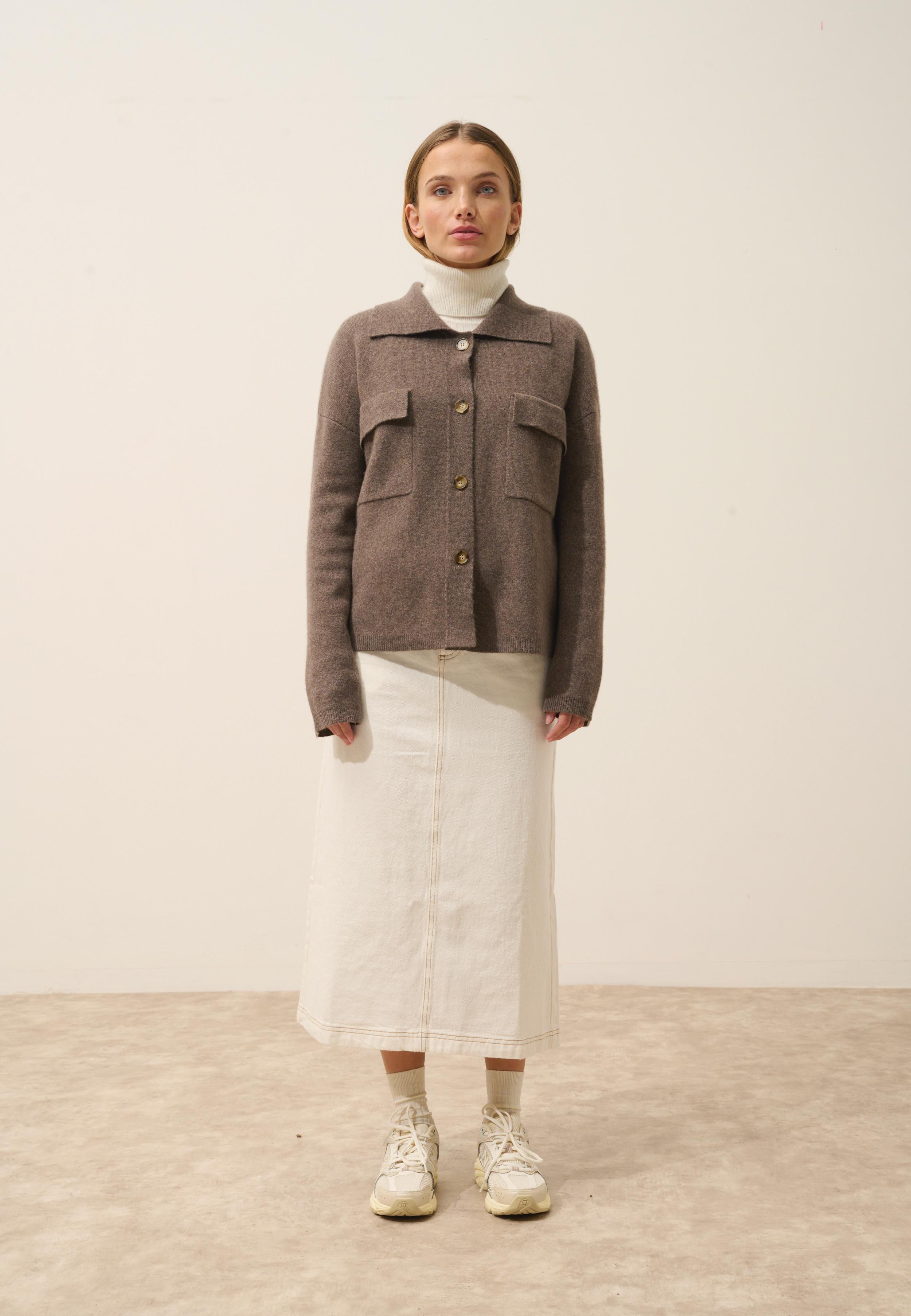 HEKLA veste col chemise taupe chiné