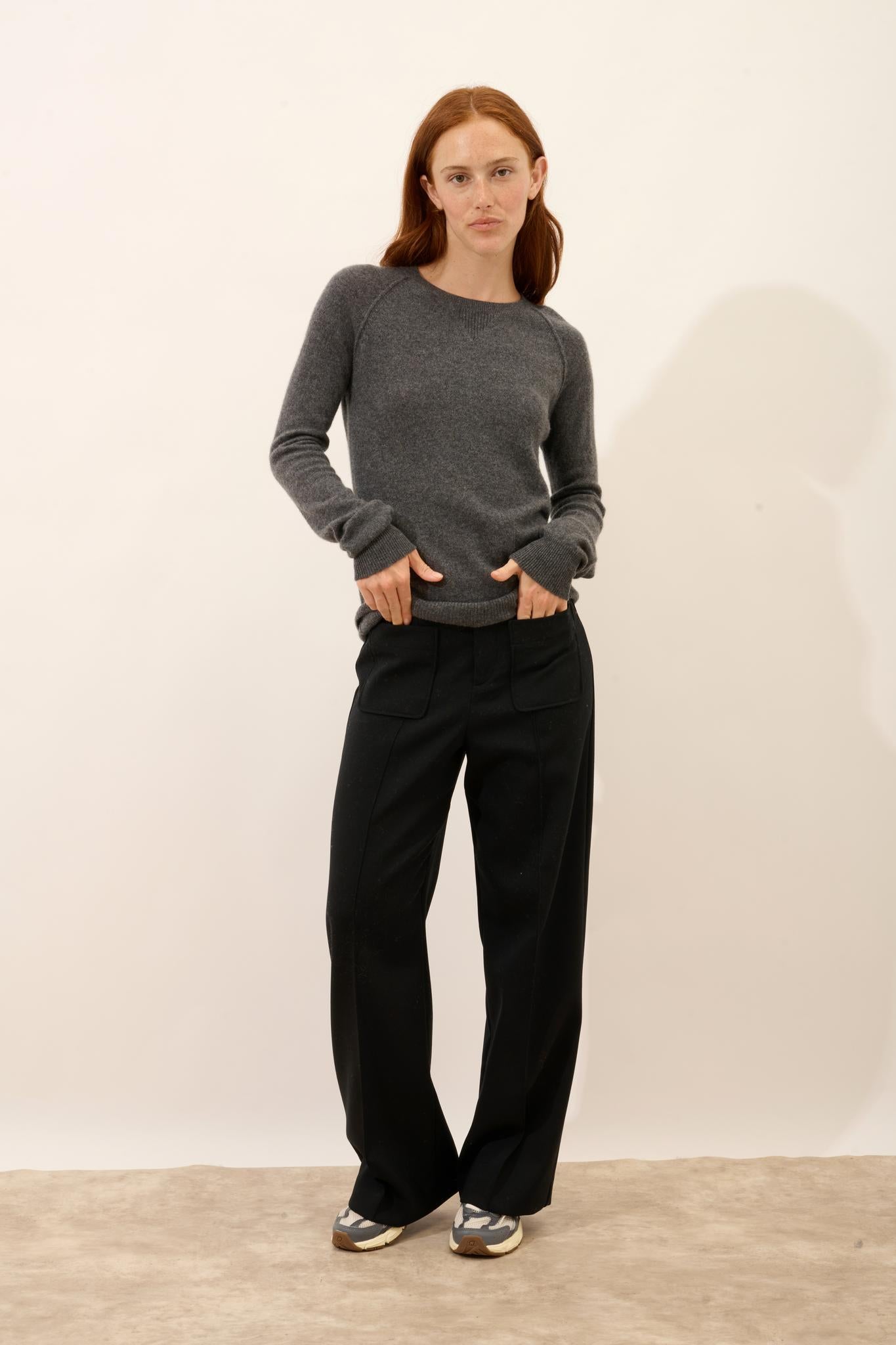 HELEN pull col rond anthracite chiné