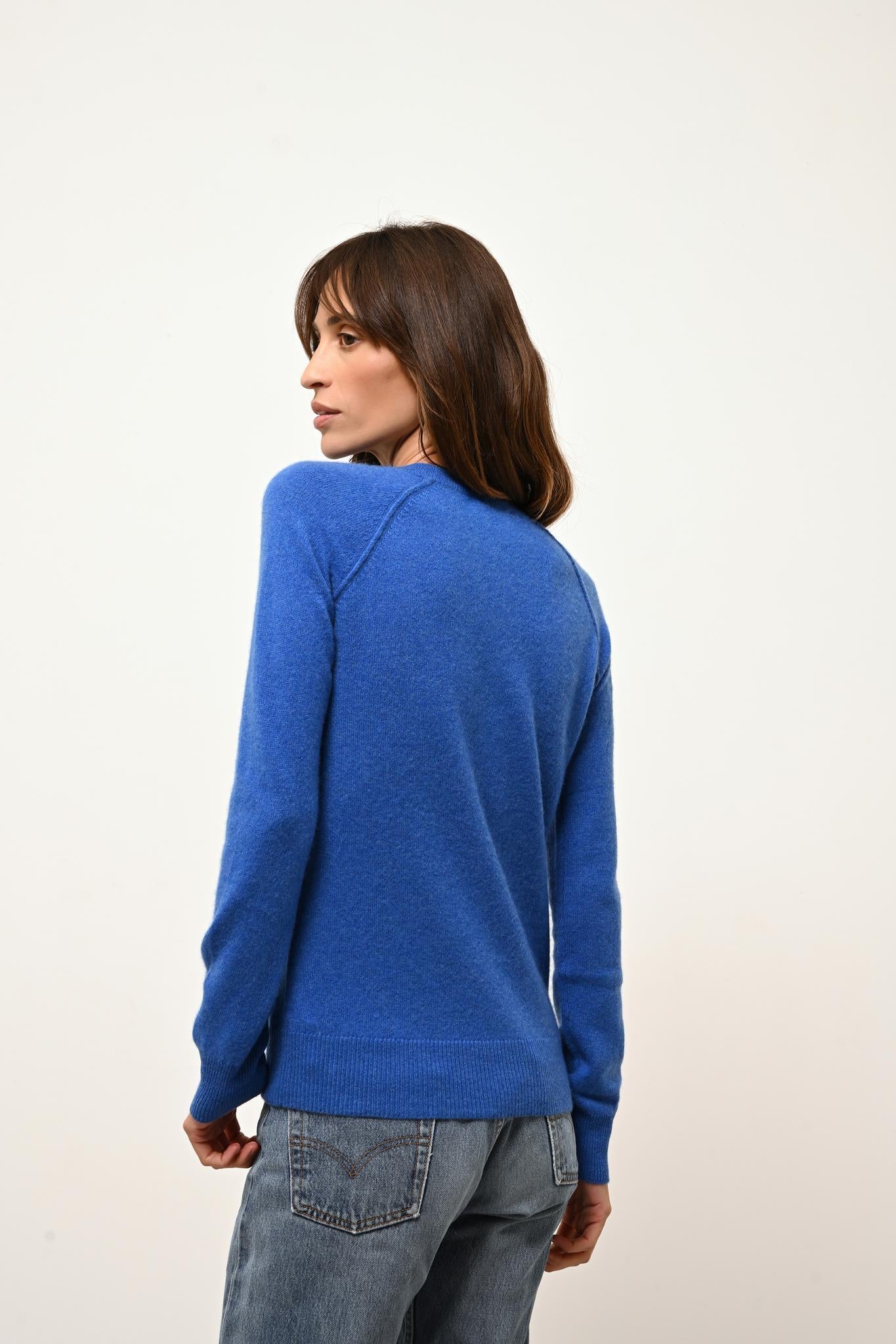 HELEN pull col rond bleu électrique