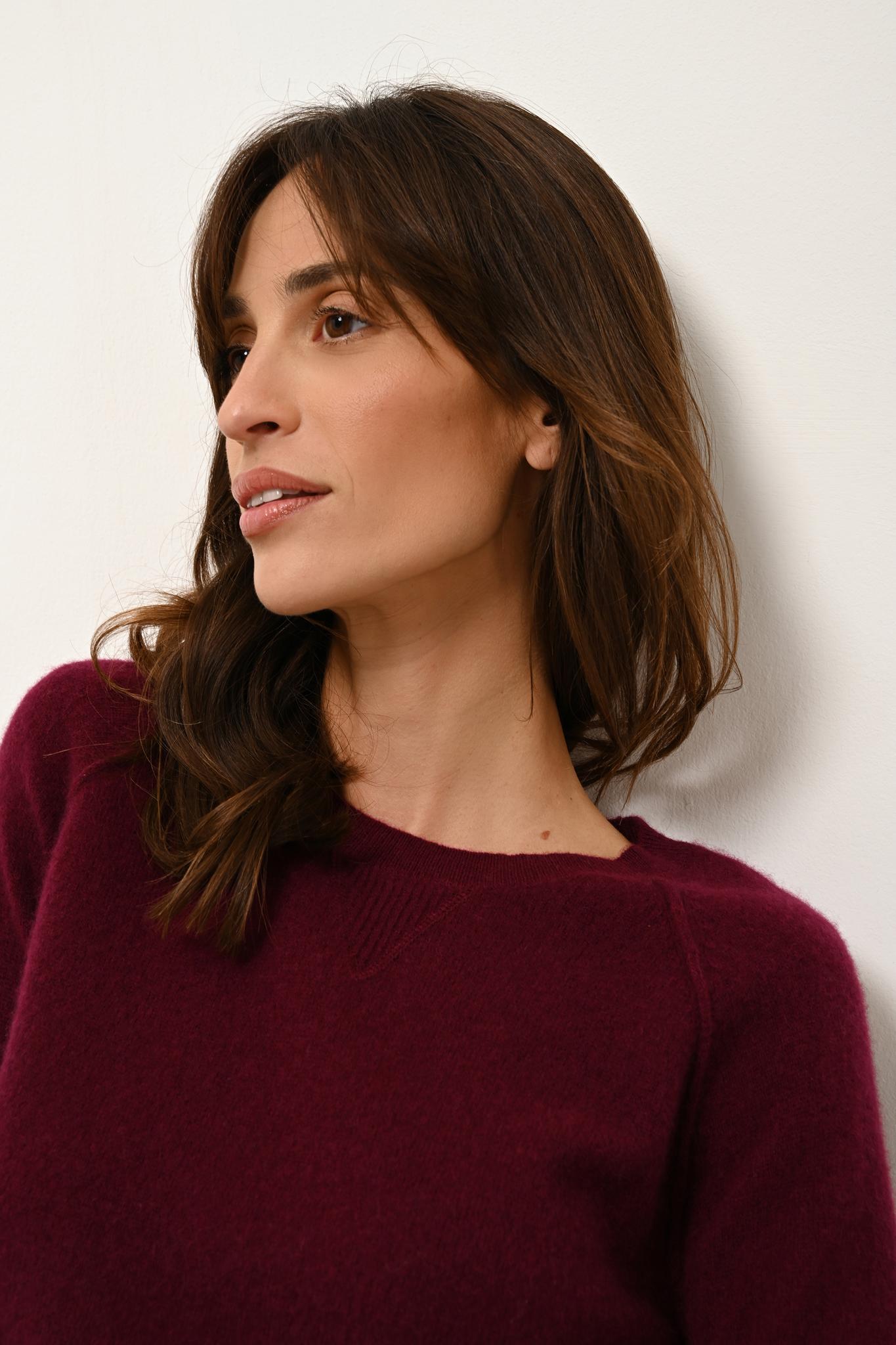 HELEN pull col rond bordeaux