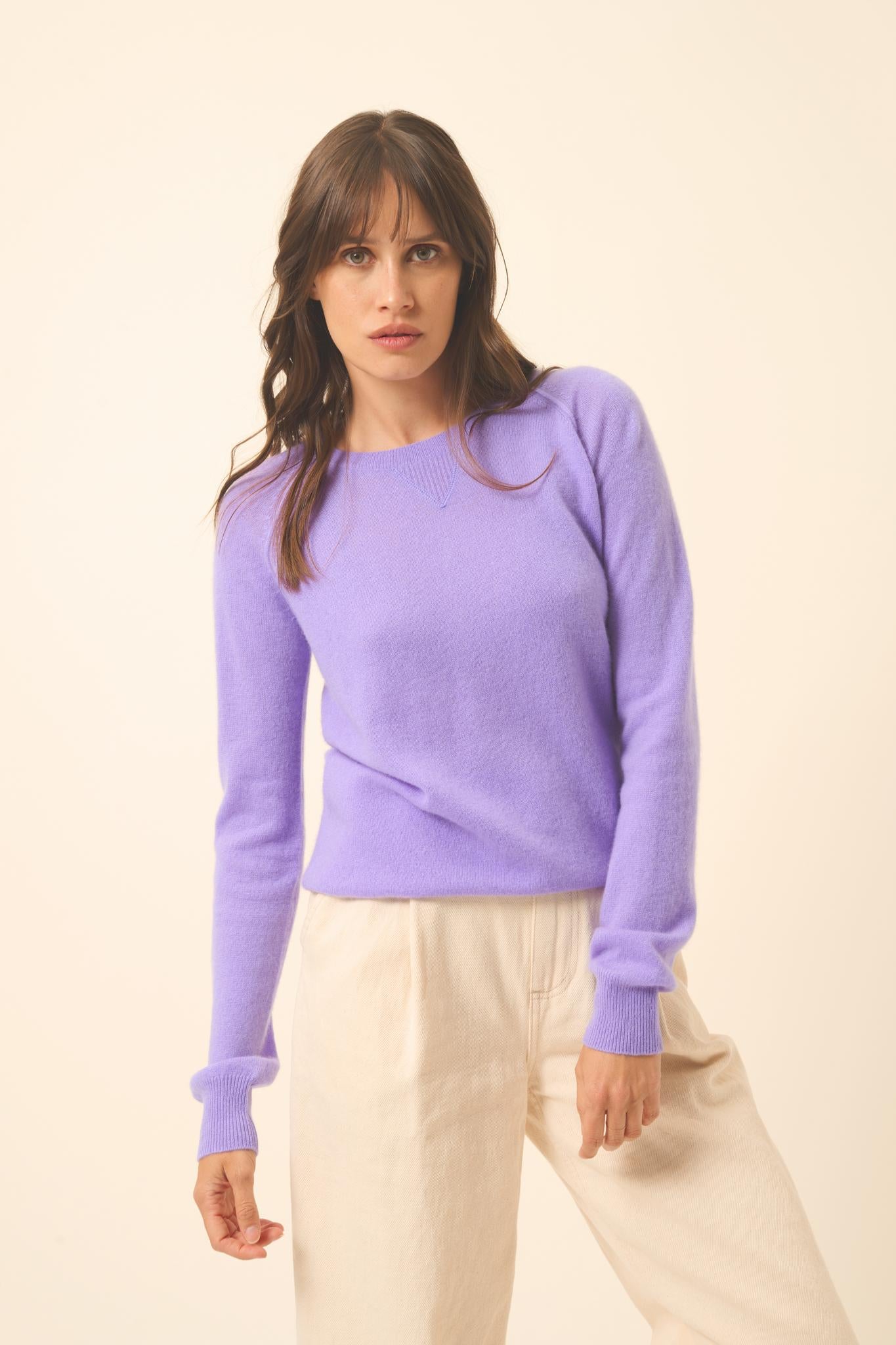 HELEN pull col rond lavande