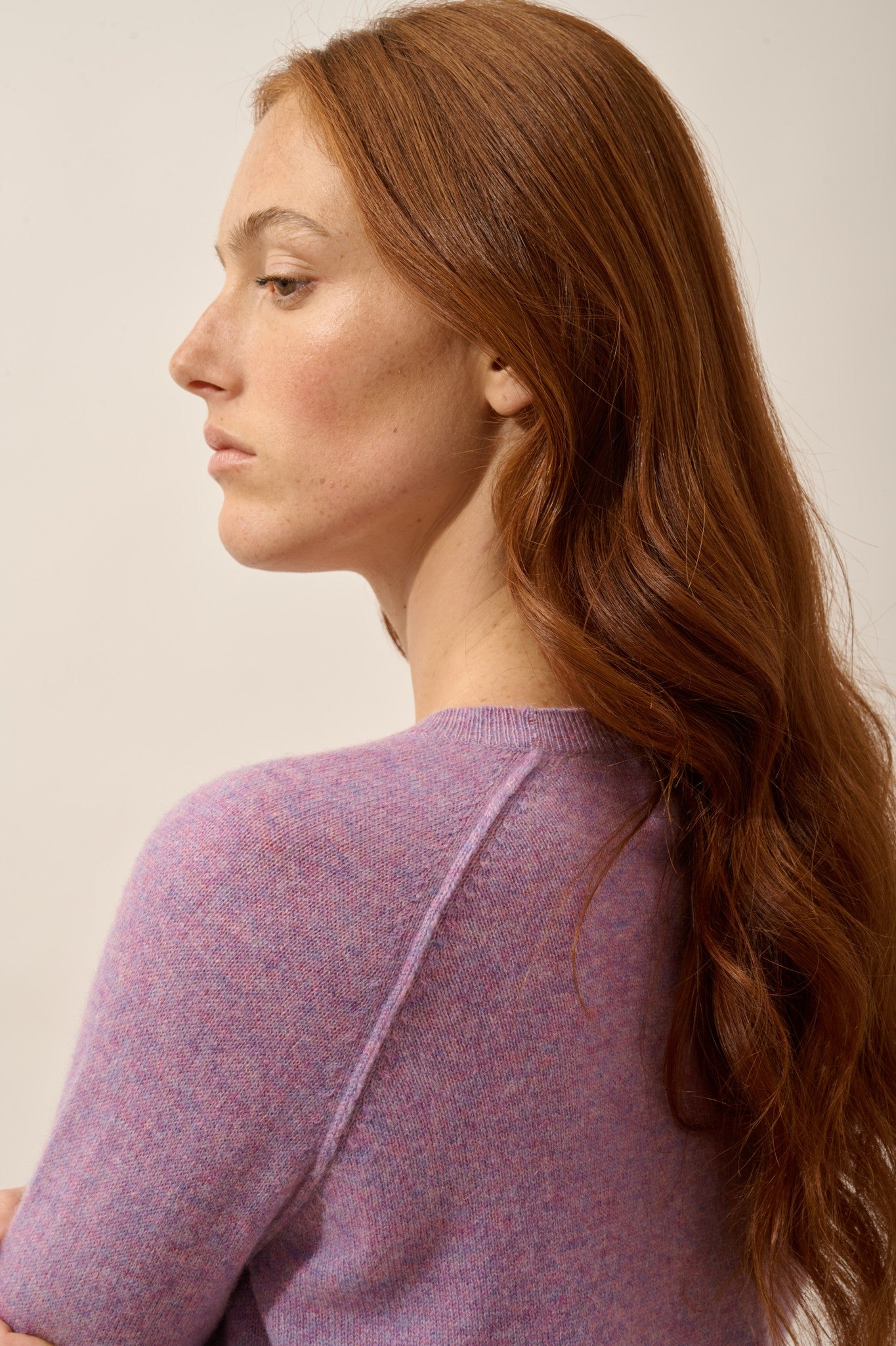 helen pull col rond lilas chiné