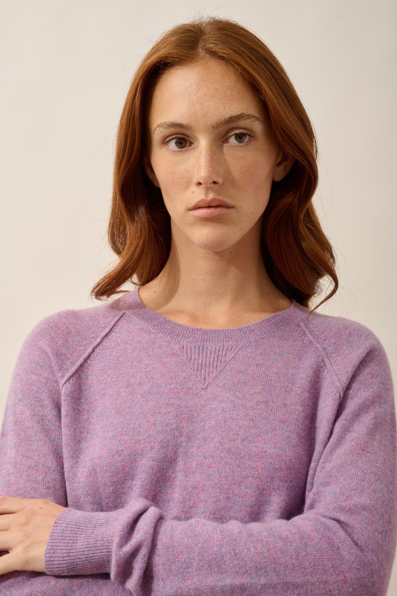 helen pull col rond lilas chiné