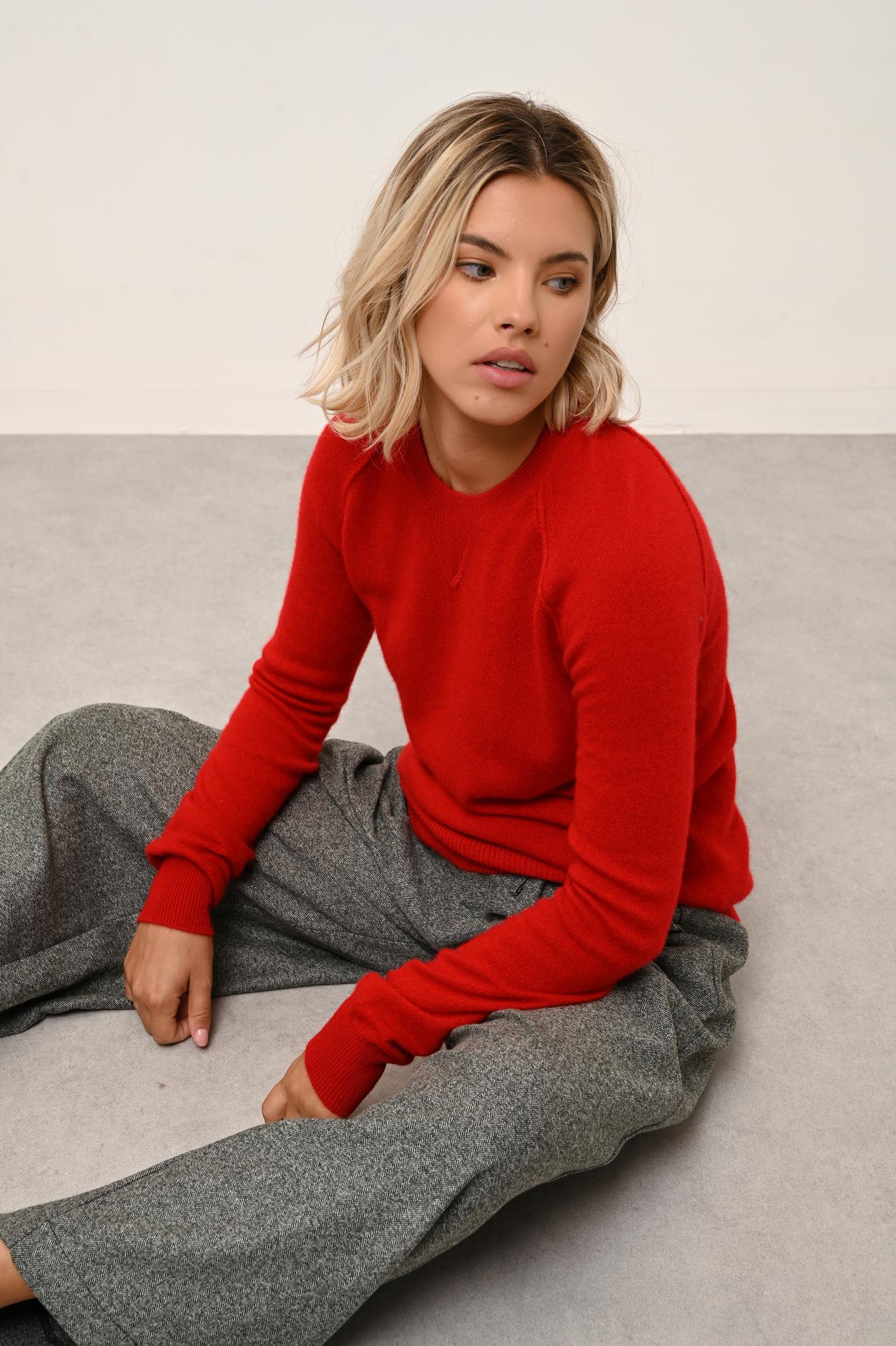 HELEN pull col rond rouge
