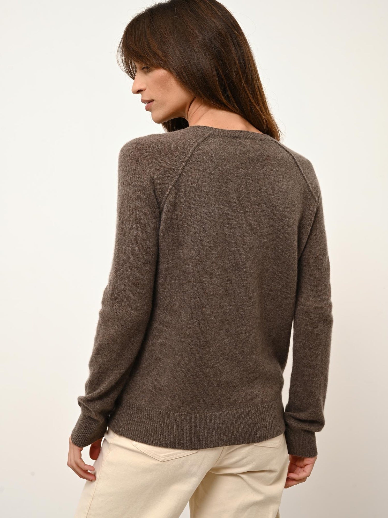 HELEN pull col rond taupe chiné
