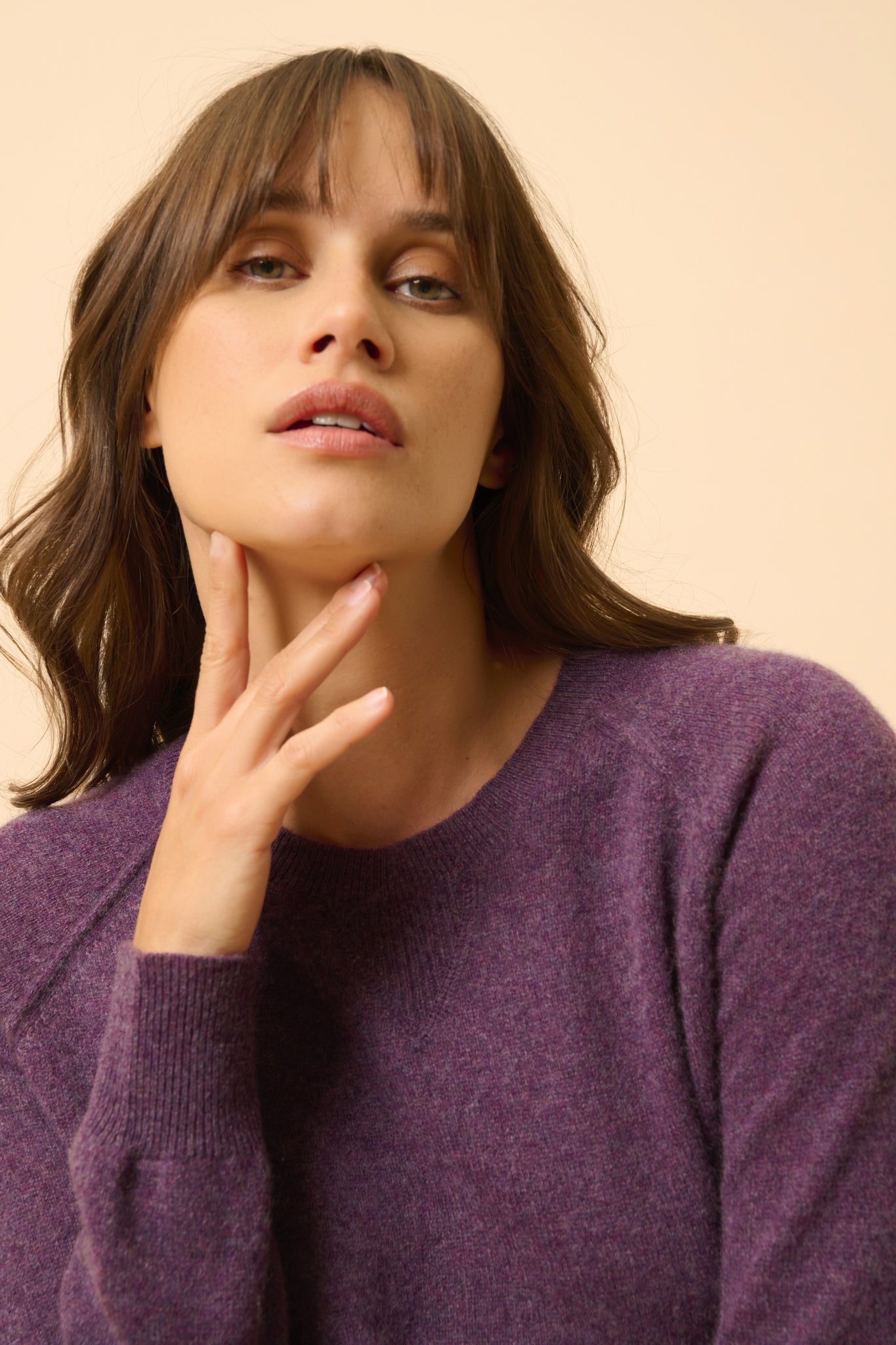 HELEN round-neck sweater in mottled purple