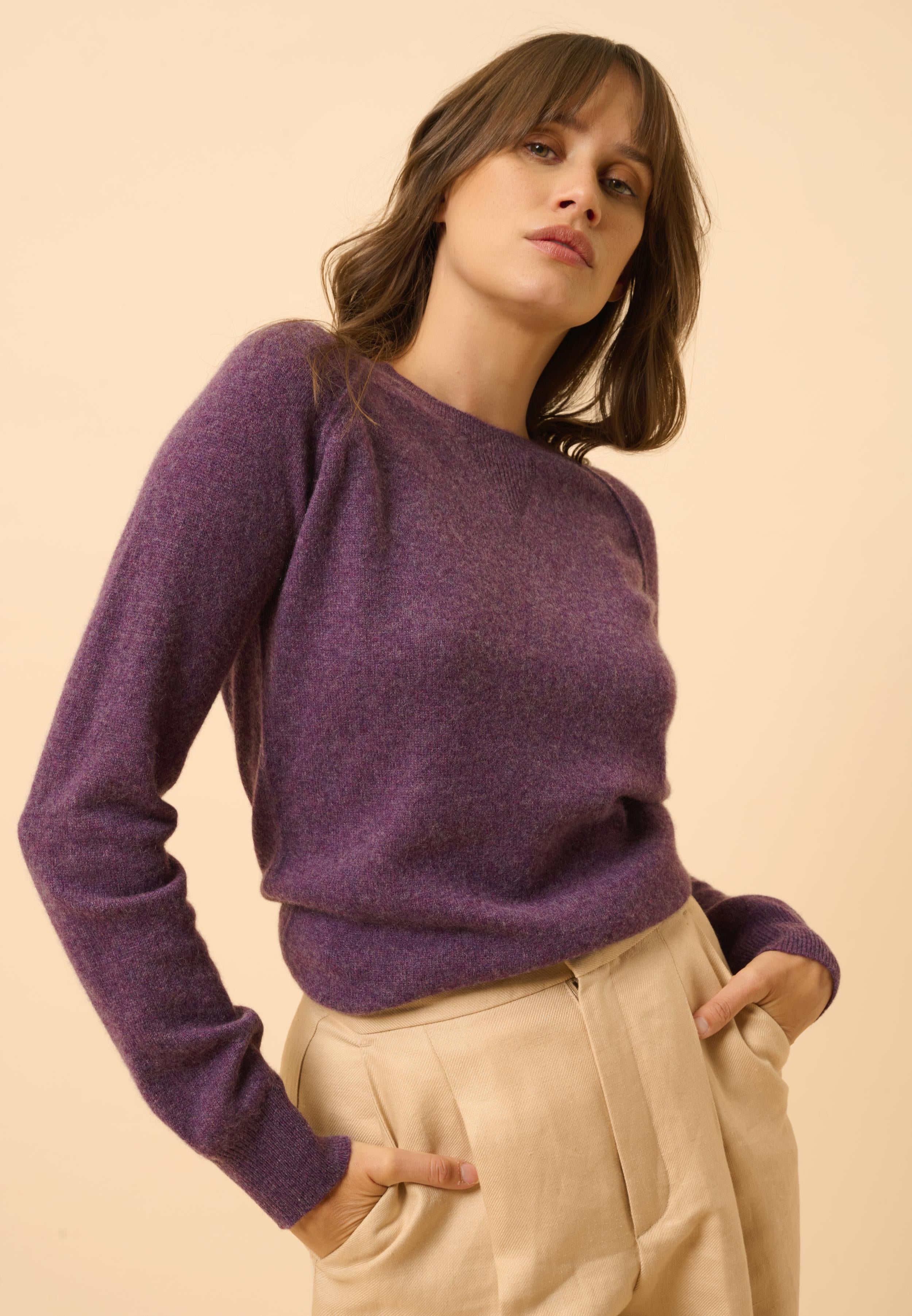 HELEN purple heather crew neck sweater