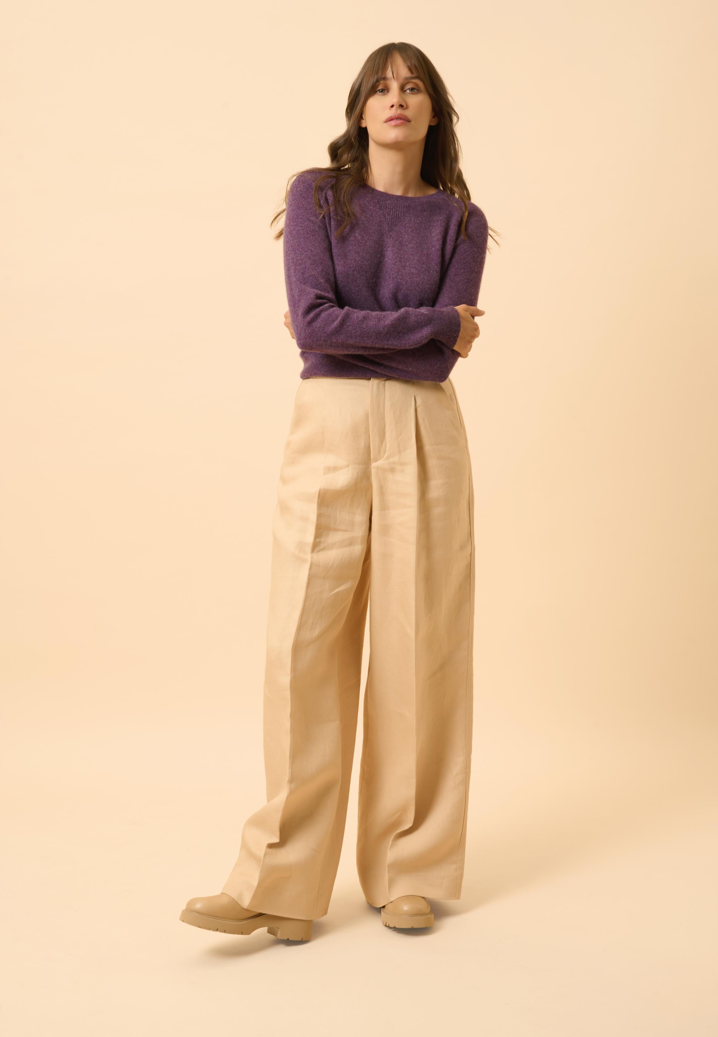 HELEN purple heather crew neck sweater