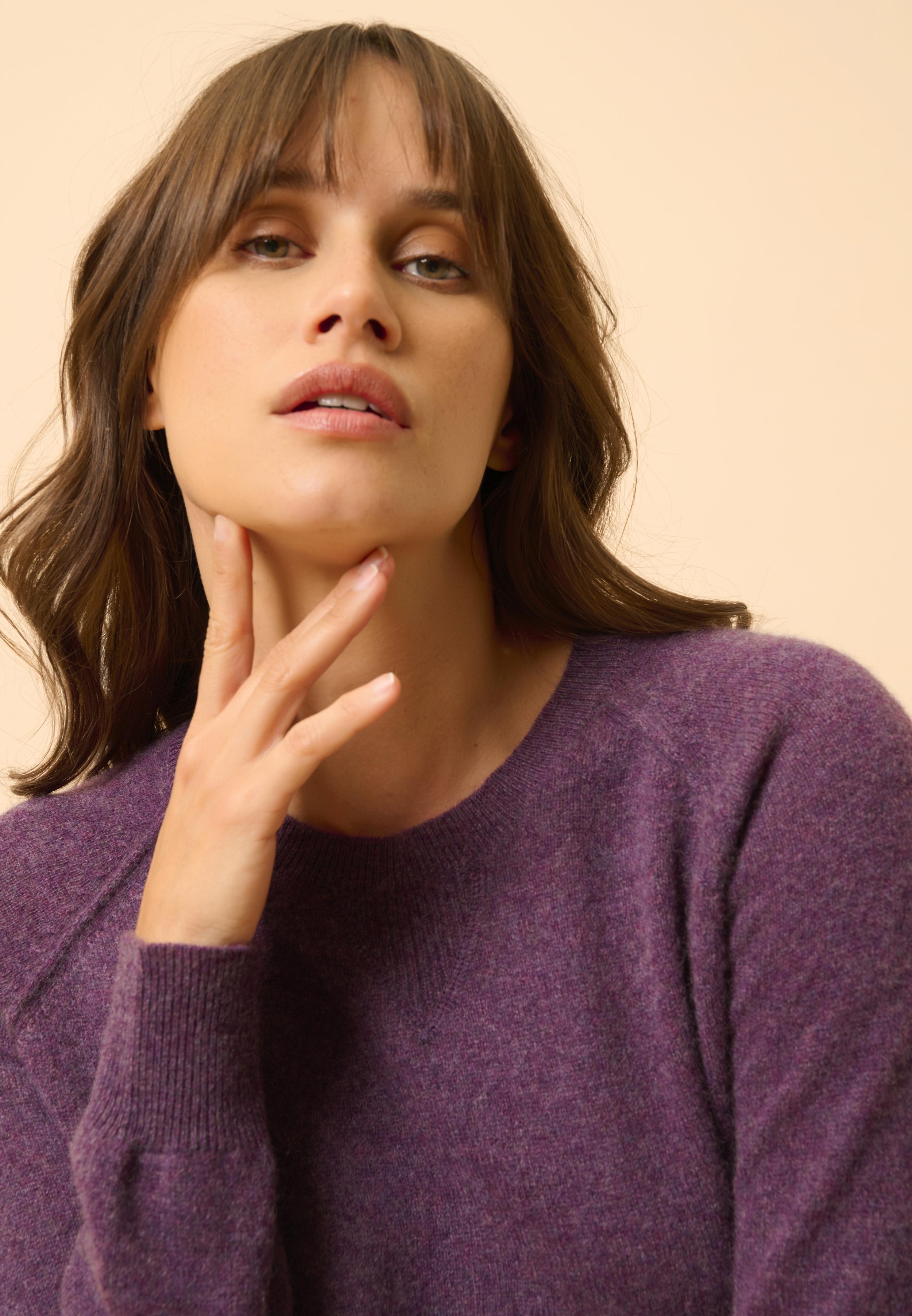 HELEN purple heather crew neck sweater