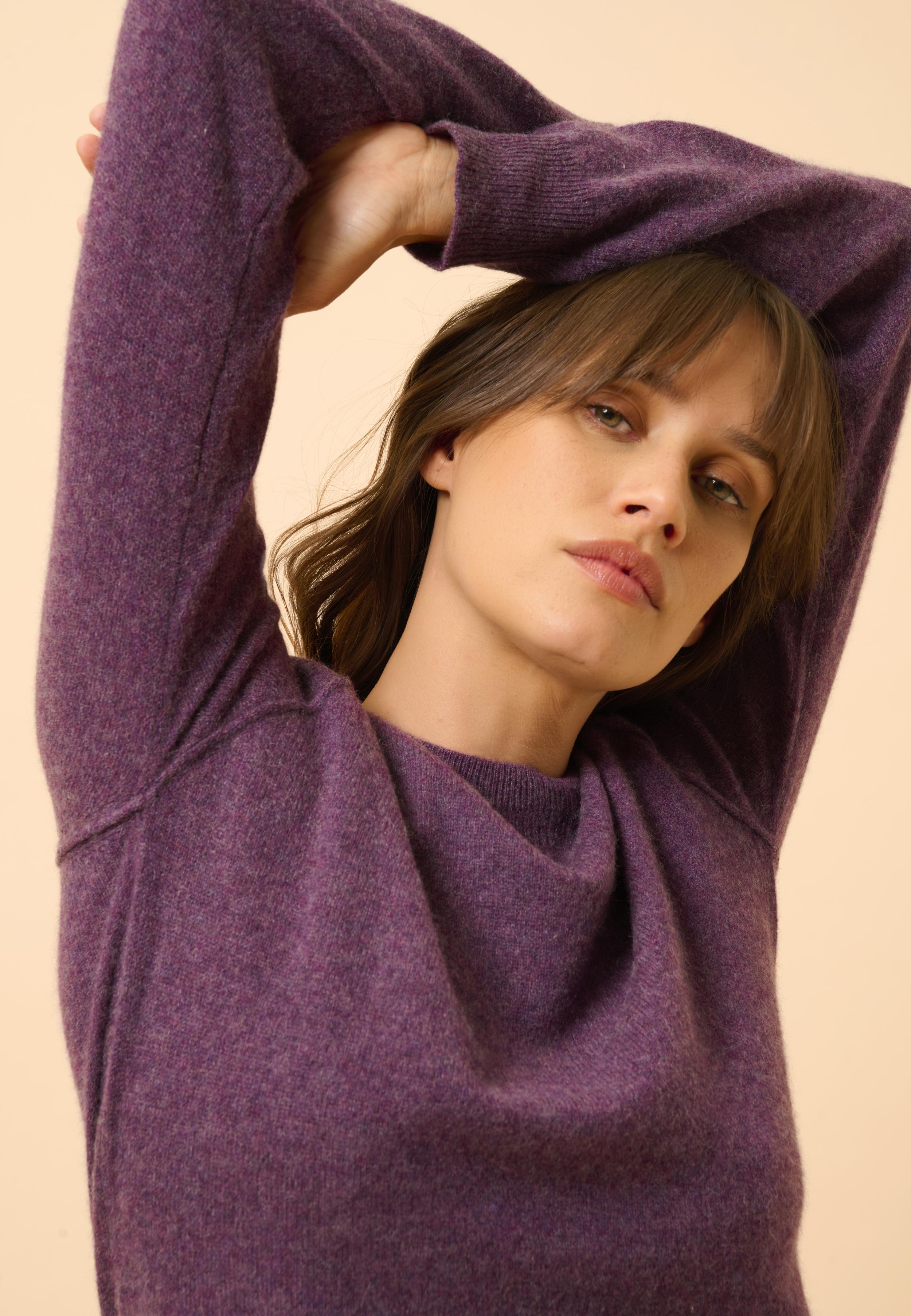 HELEN purple heather crew neck sweater