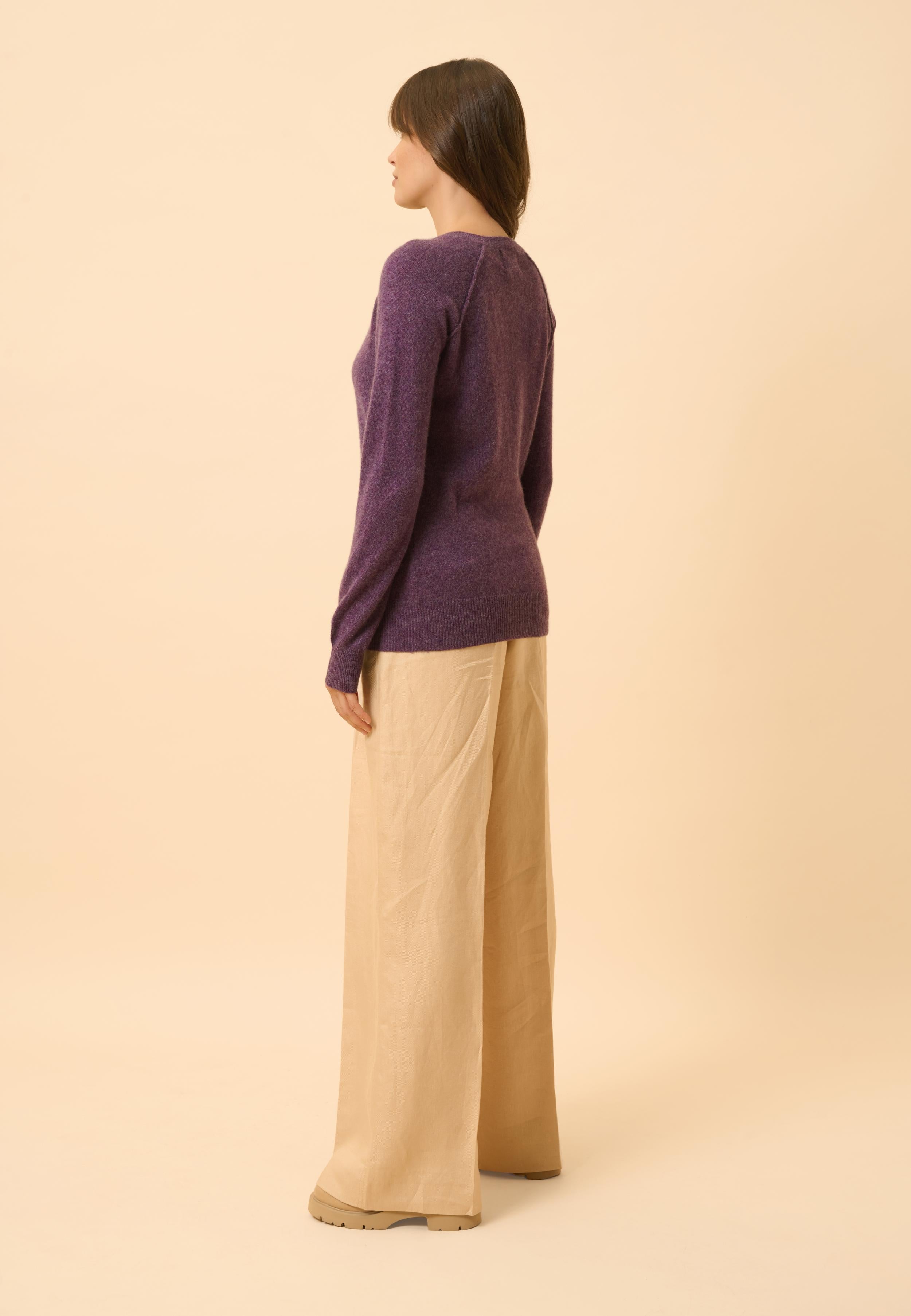 HELEN purple heather crew neck sweater