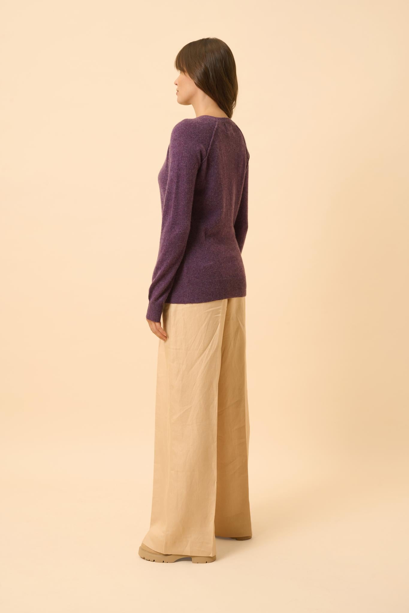 HELEN pull col rond violet chiné