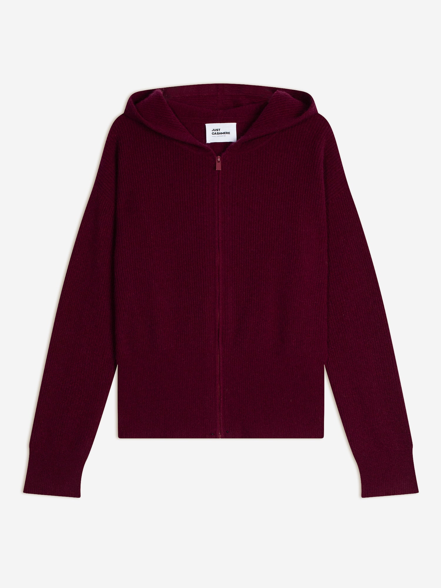 HELGA burgundy hooded zip-neck cardigan