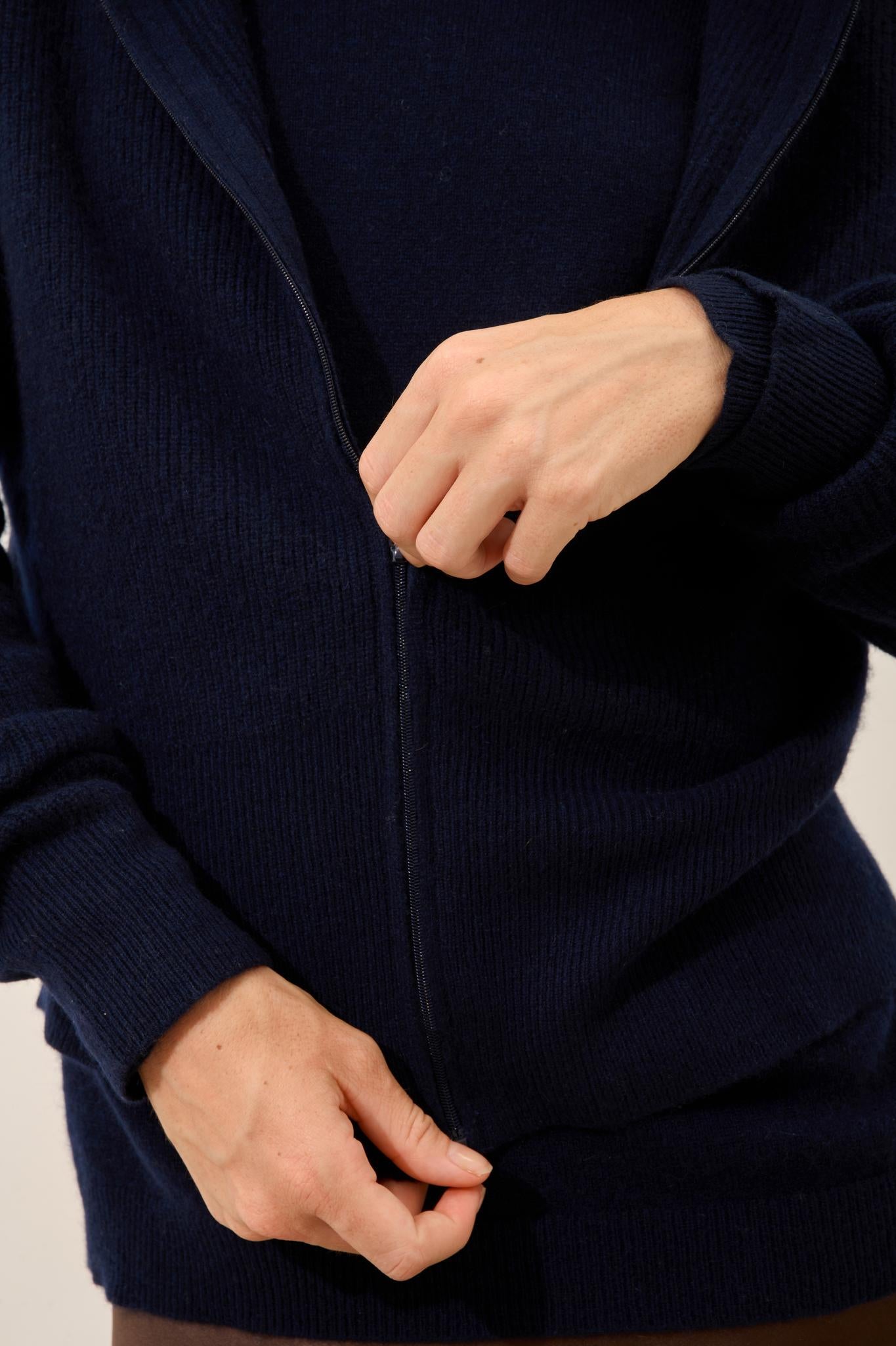 HELGA gilet col zippé capuche navy