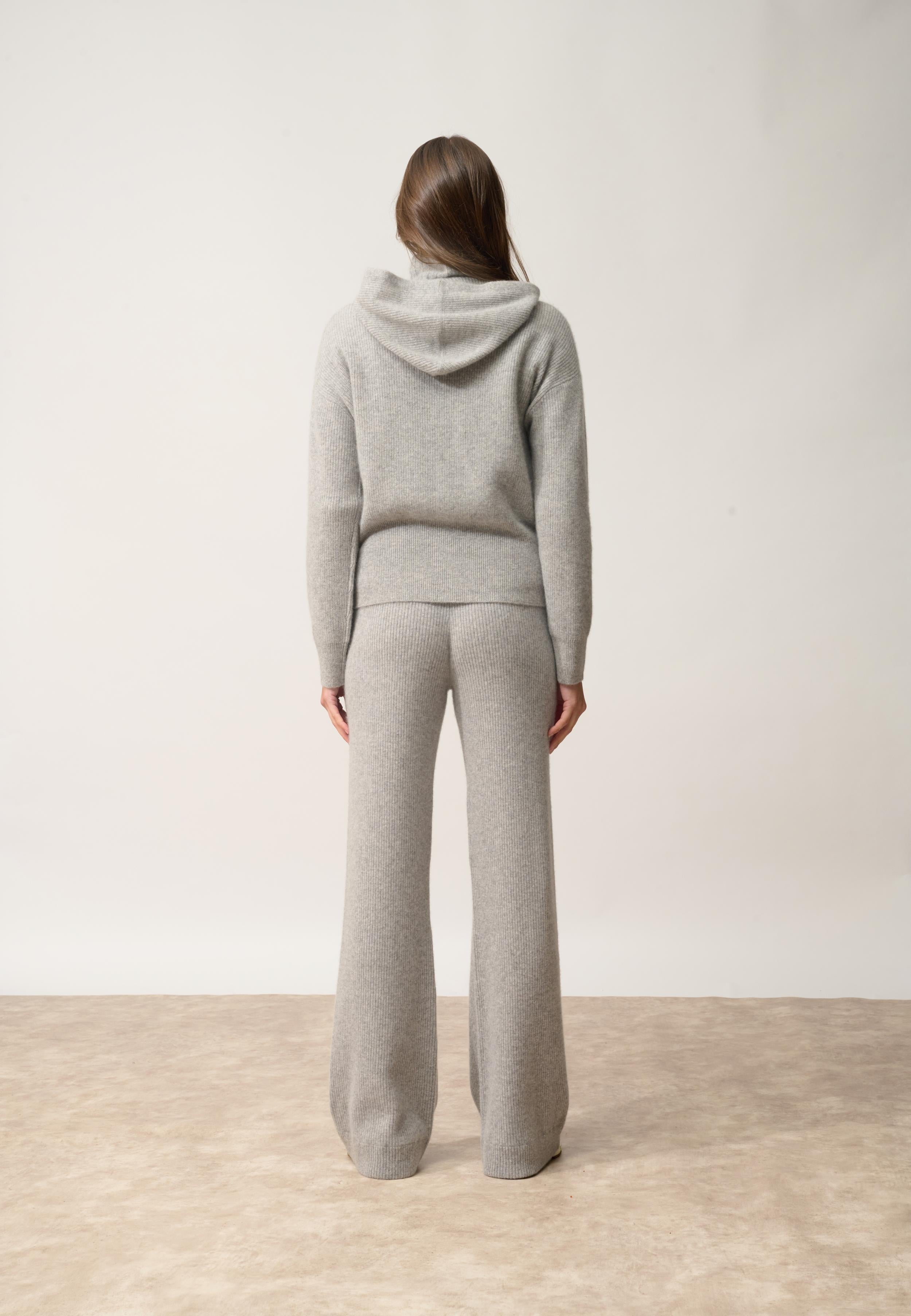 HELGA gilet col zippé capuche nuage chiné