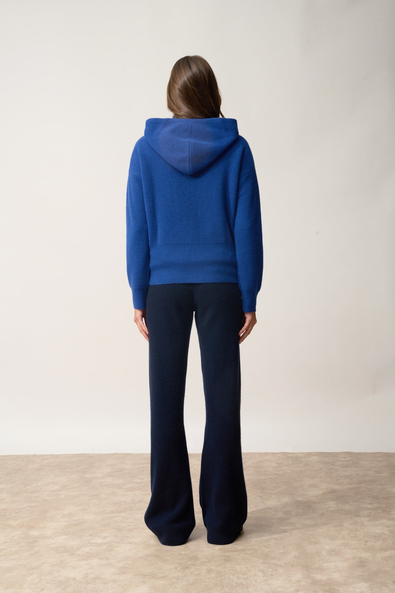 HELGA ultramarine hooded zip-neck cardigan