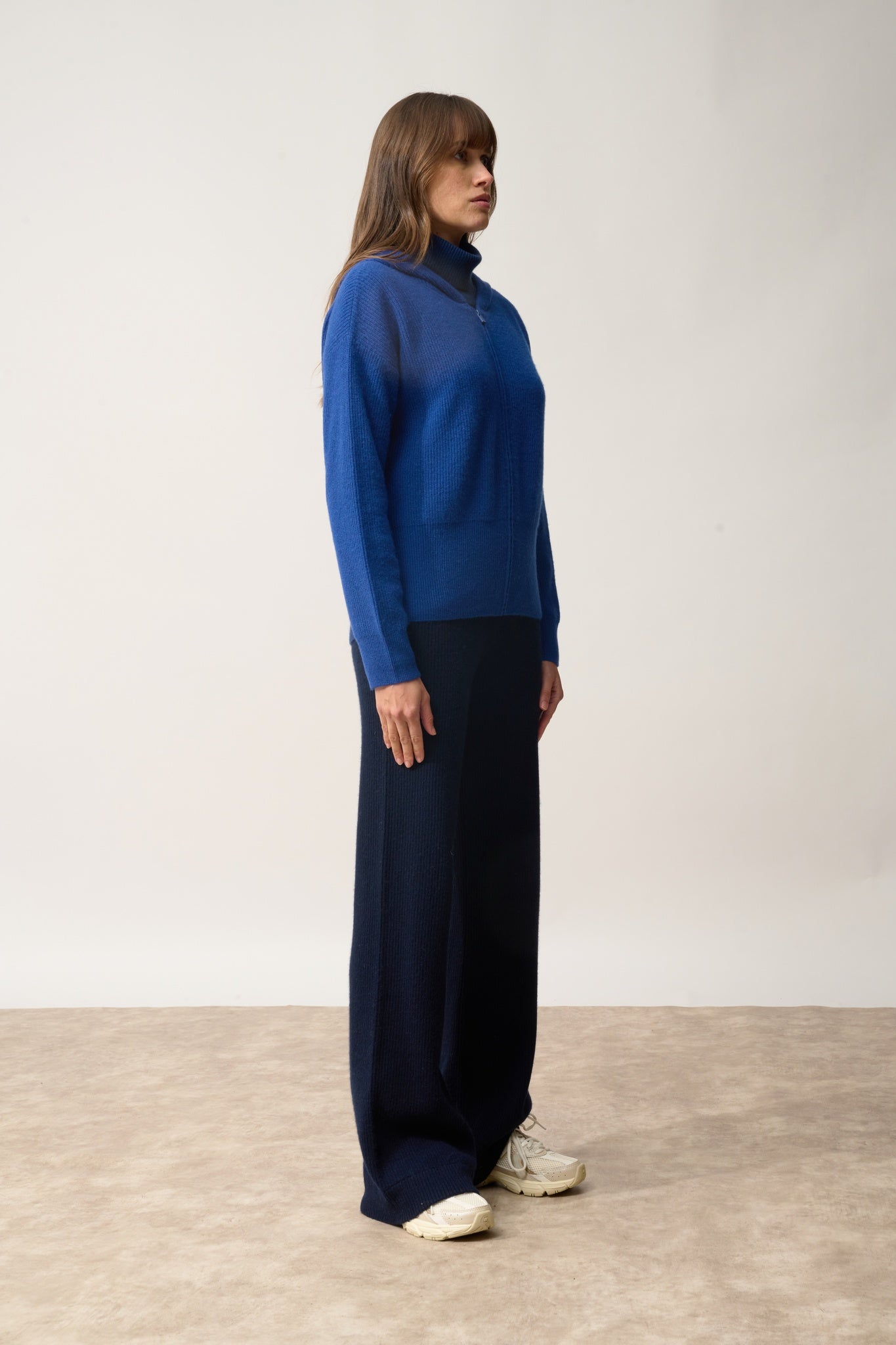 HELGA ultramarine hooded zip-neck cardigan