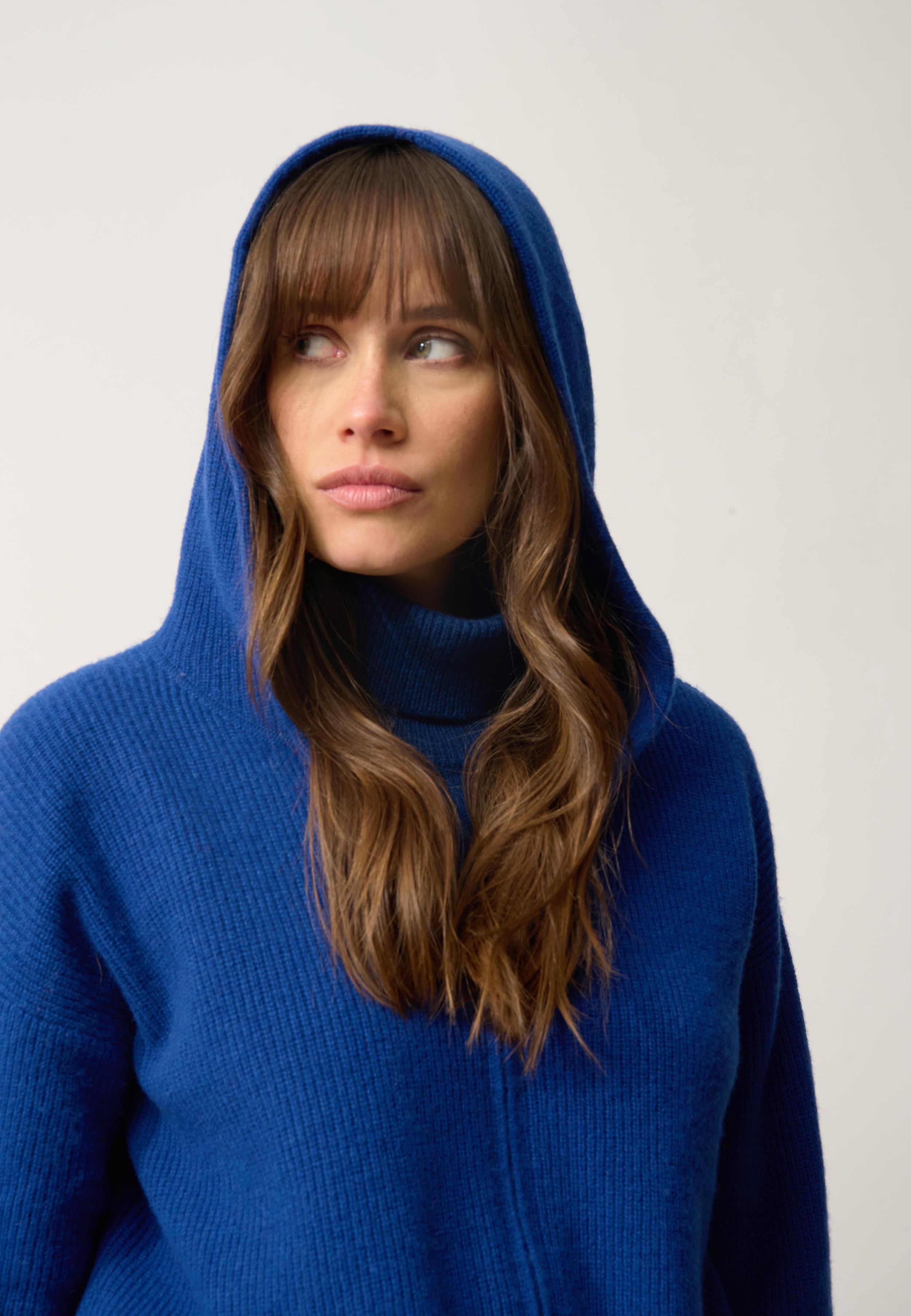 HELGA gilet col zippé capuche outremer