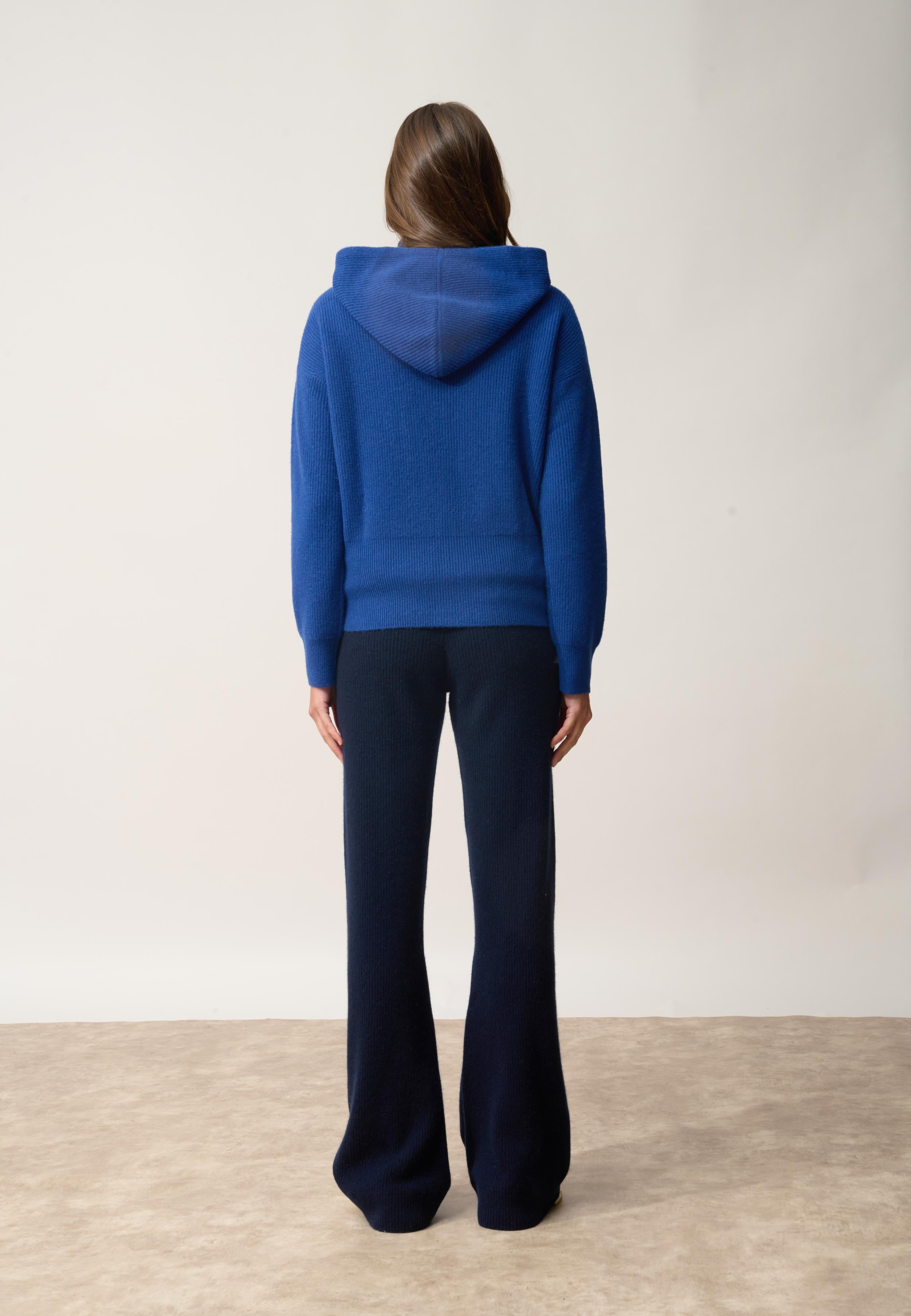 HELGA gilet col zippé capuche outremer