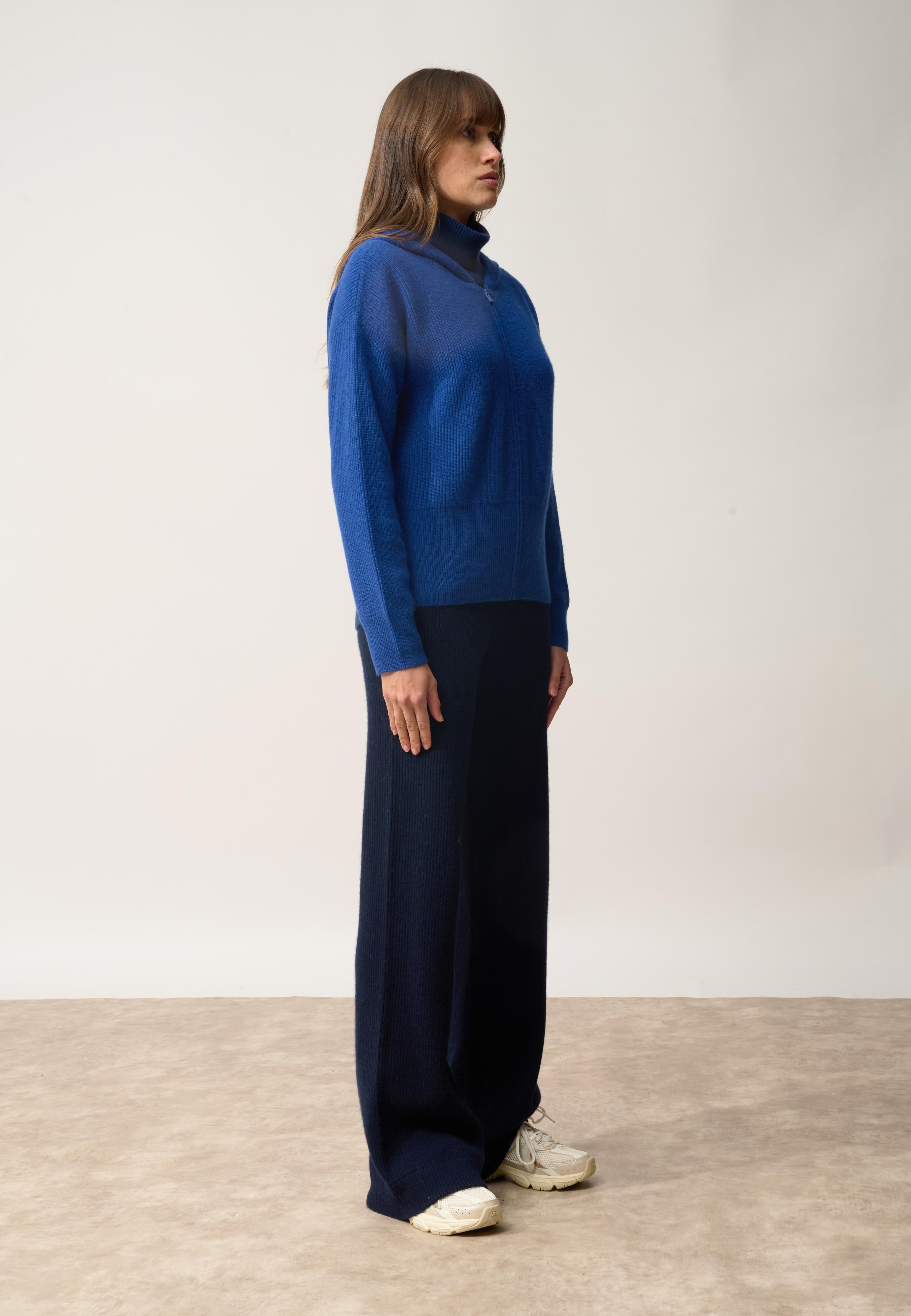 HELGA gilet col zippé capuche outremer