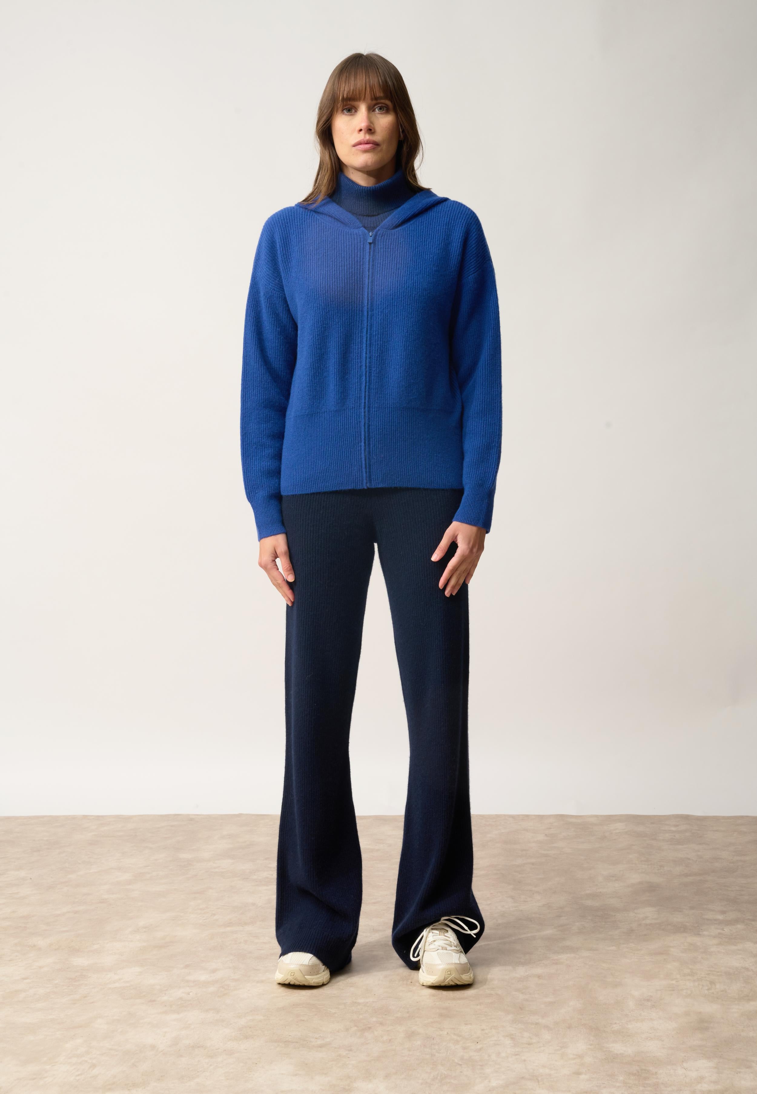 HELGA gilet col zippé capuche outremer