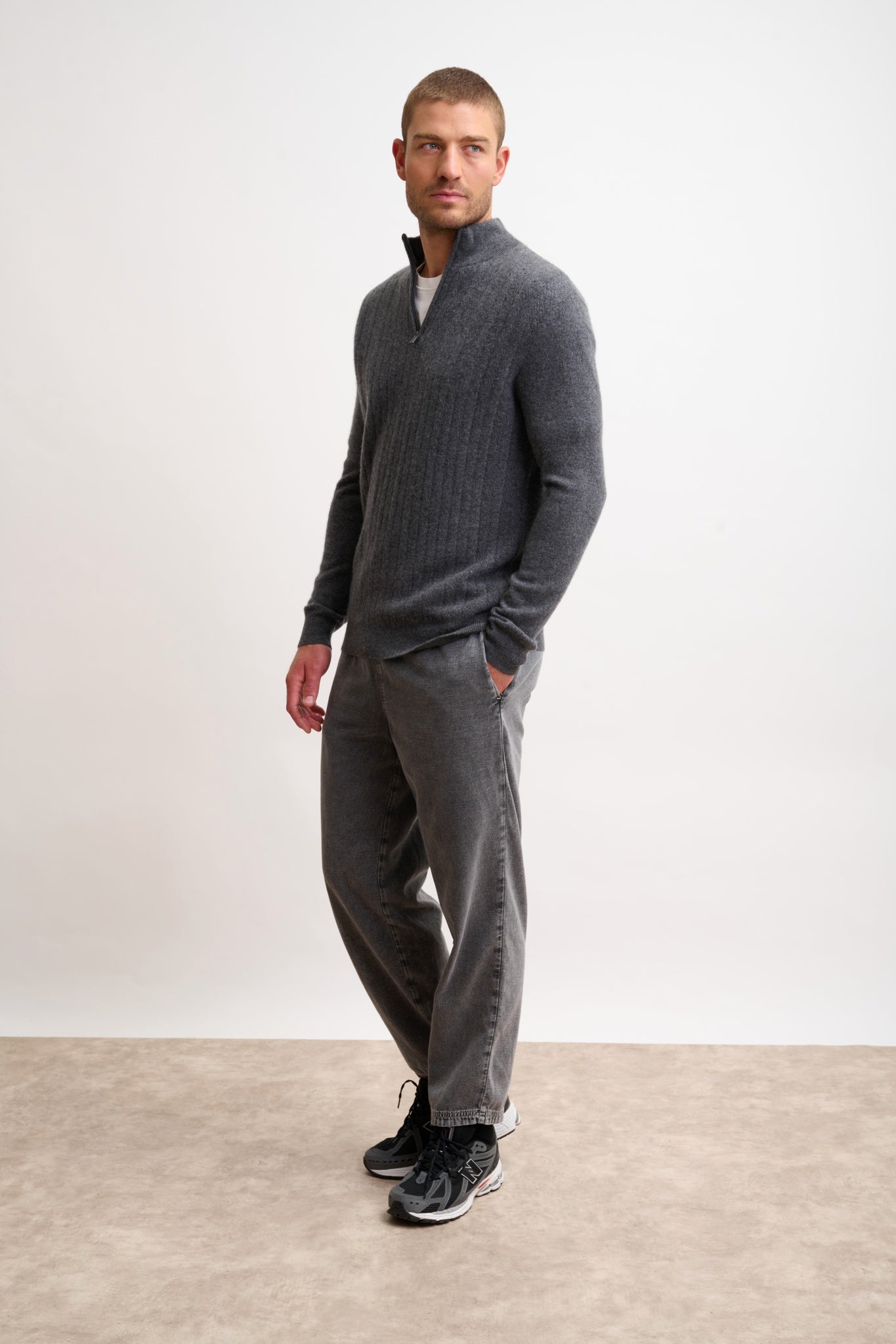 HILMIR pull col camionneur anthracite chiné