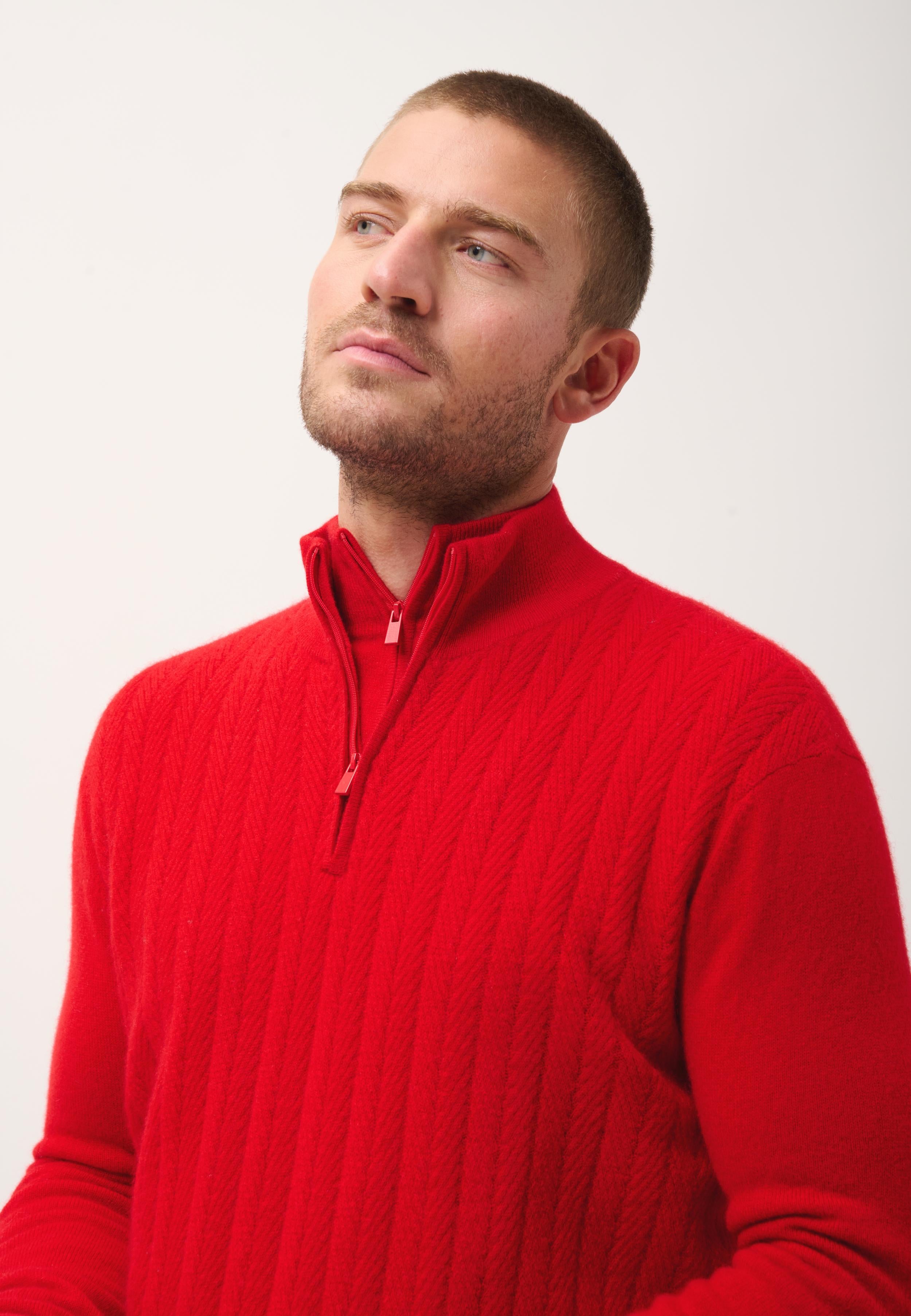 HILMIR pull col camionneur rouge