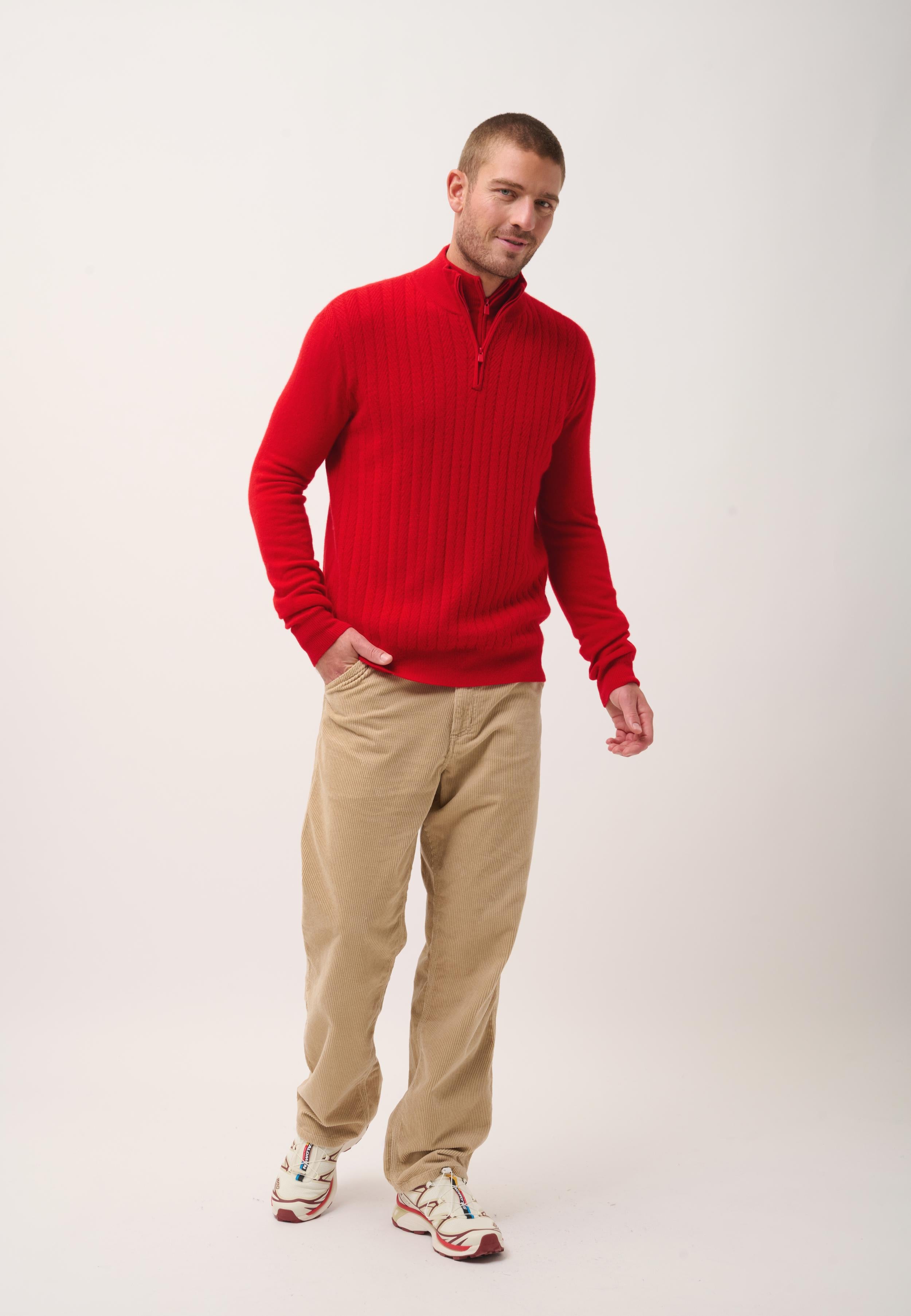 HILMIR pull col camionneur rouge