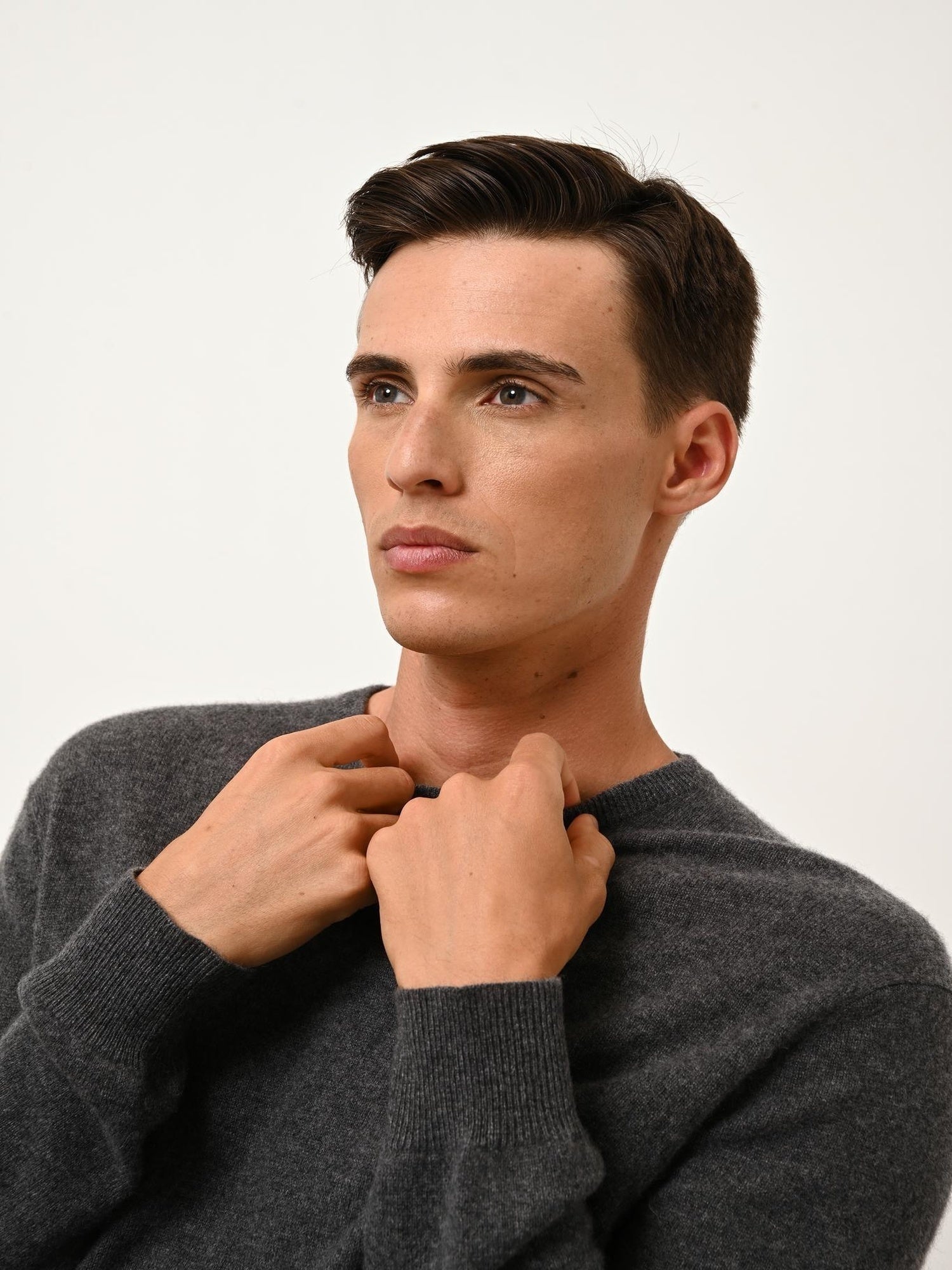 HOWARD pull col rond anthracite chiné