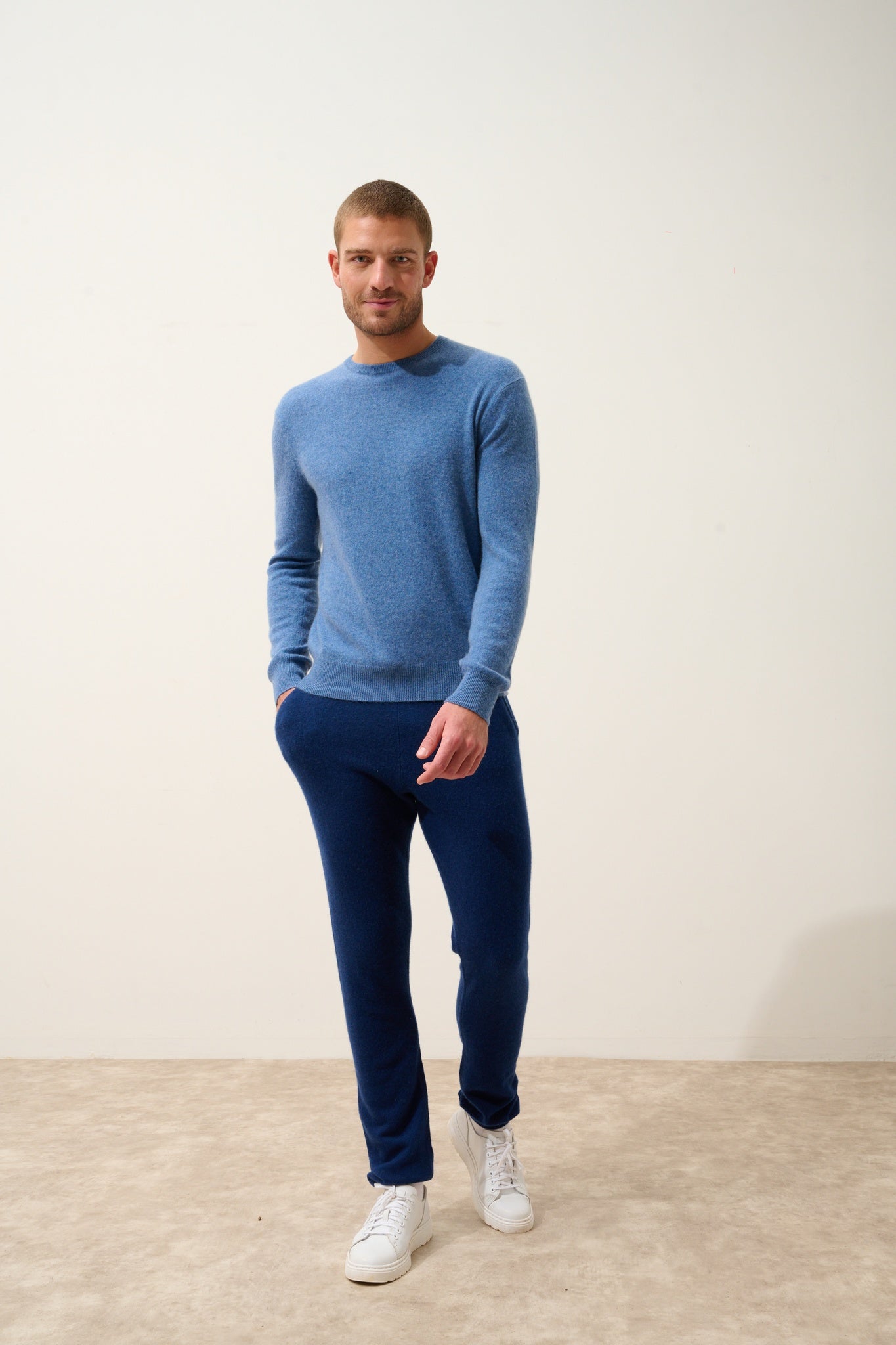 HOWARD denim blue round-neck sweater