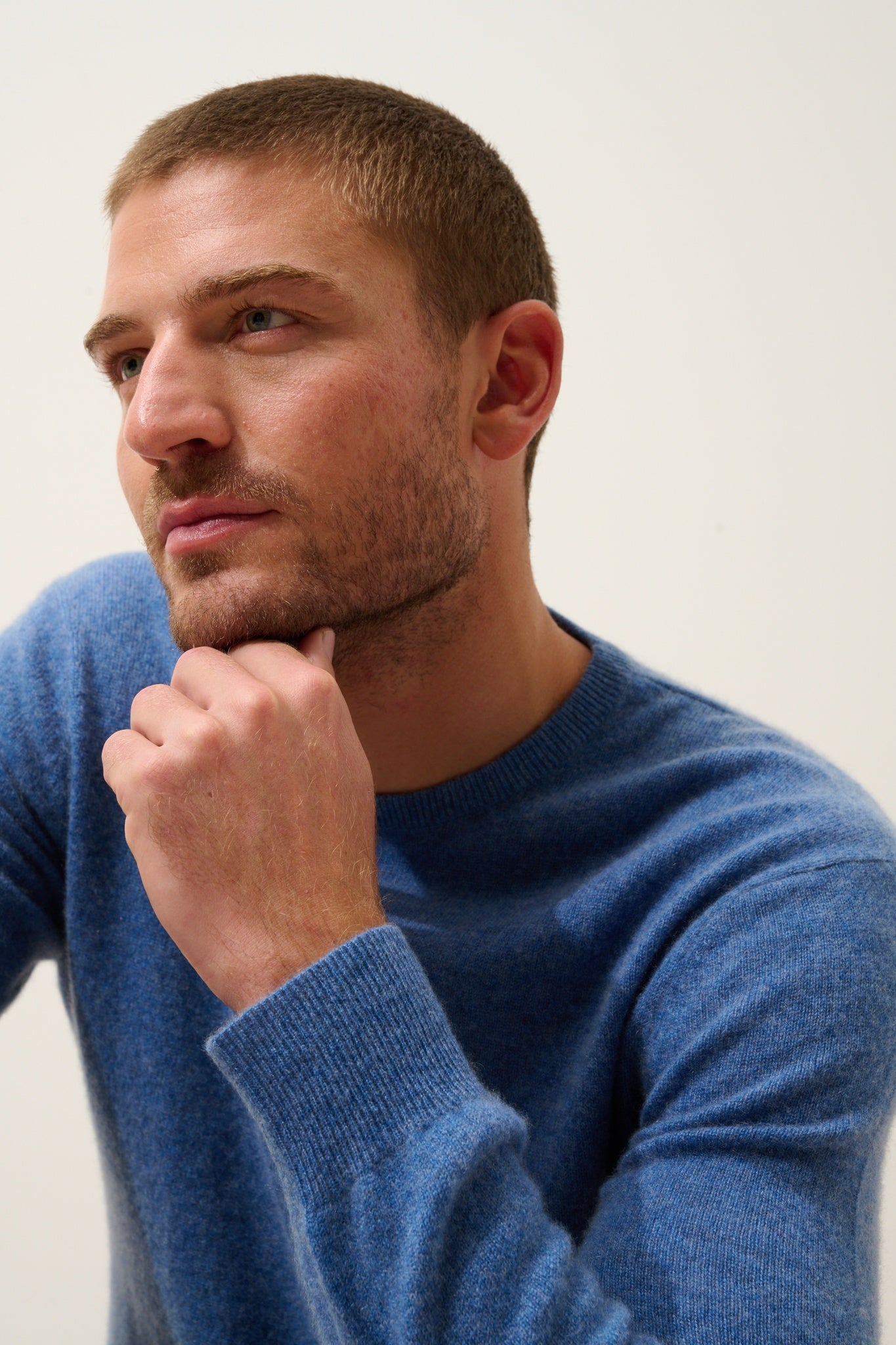 HOWARD denim blue round-neck sweater