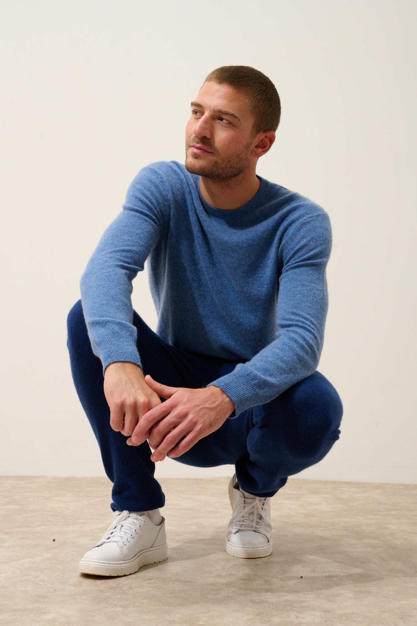 HOWARD denim blue round-neck sweater
