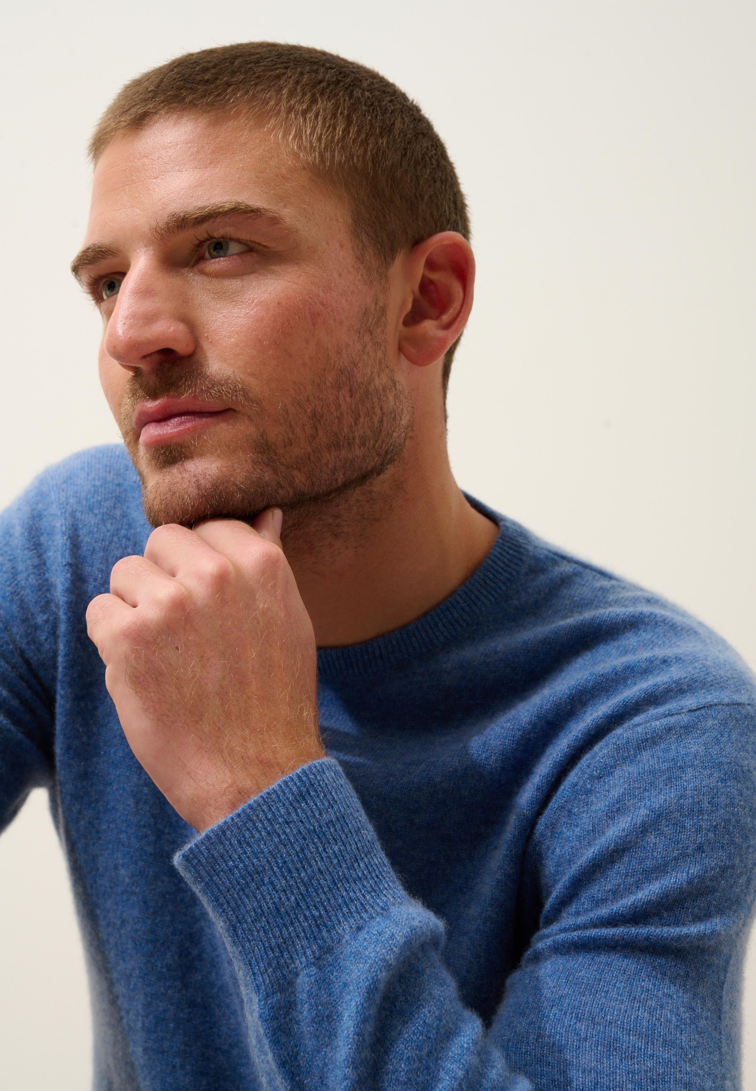 HOWARD pull col rond bleu denim