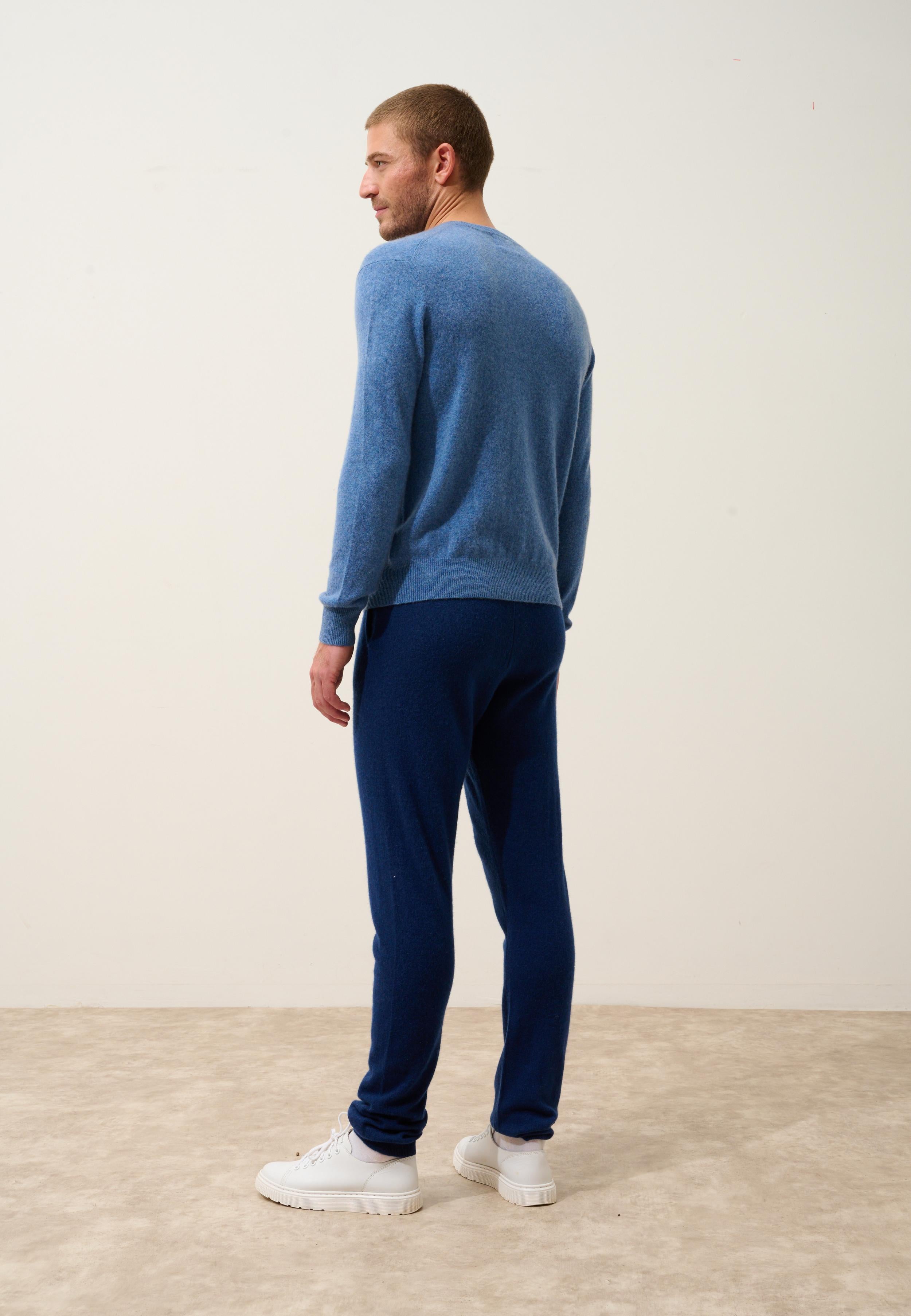 HOWARD pull col rond bleu denim