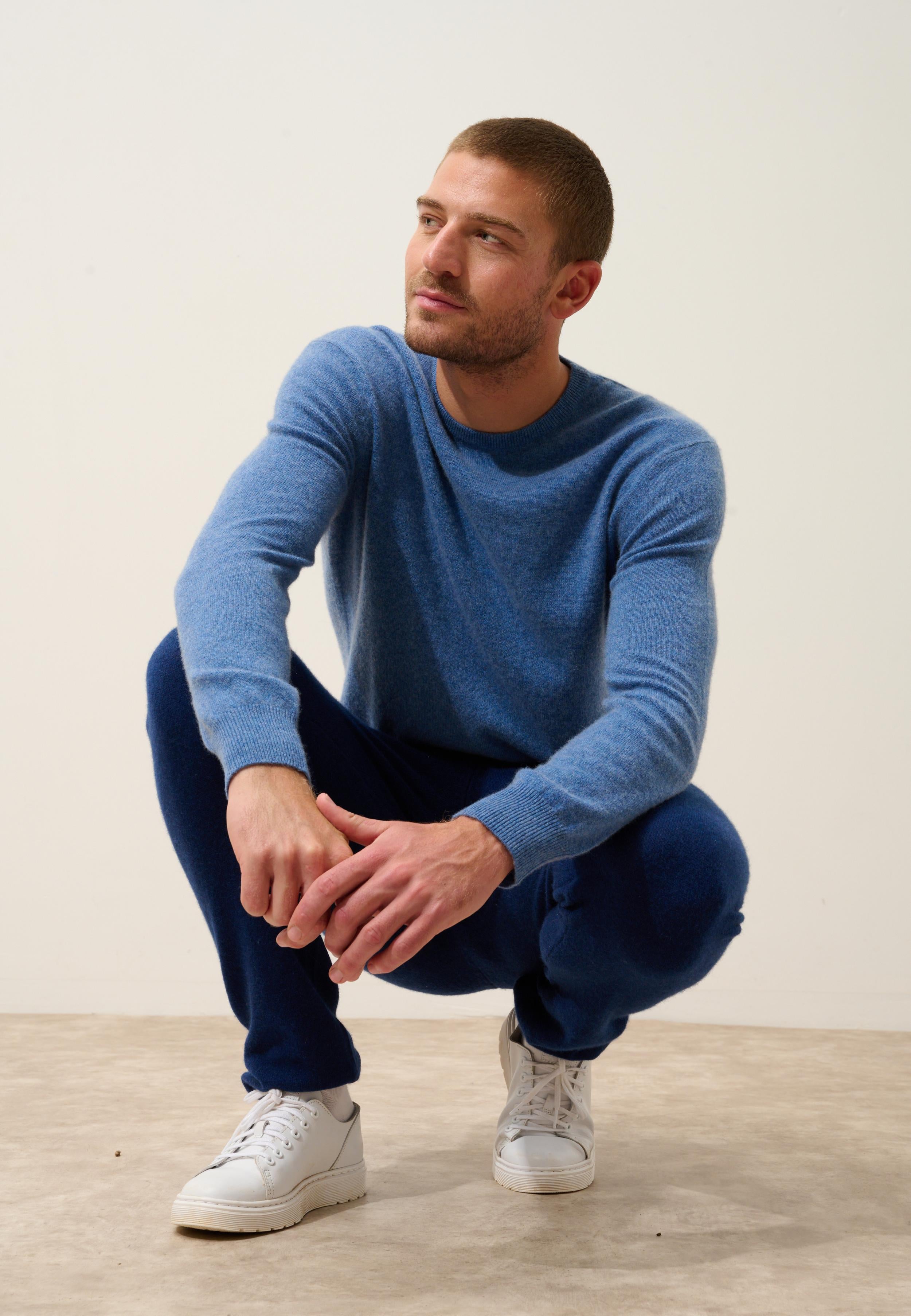 HOWARD pull col rond bleu denim