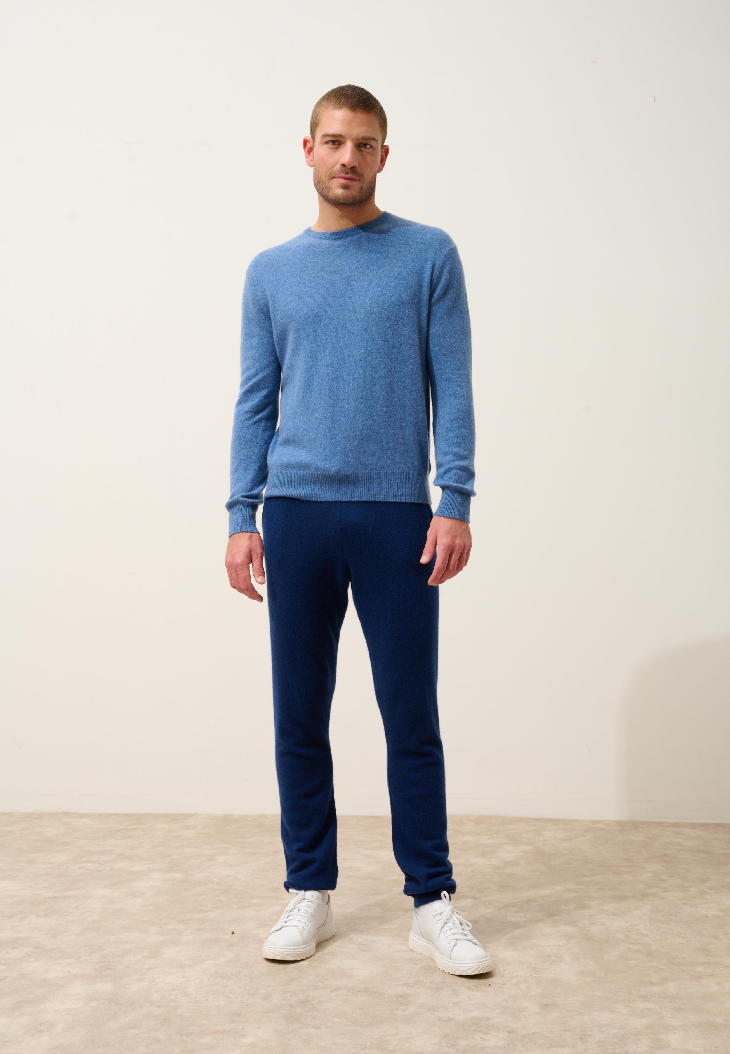 HOWARD pull col rond bleu denim