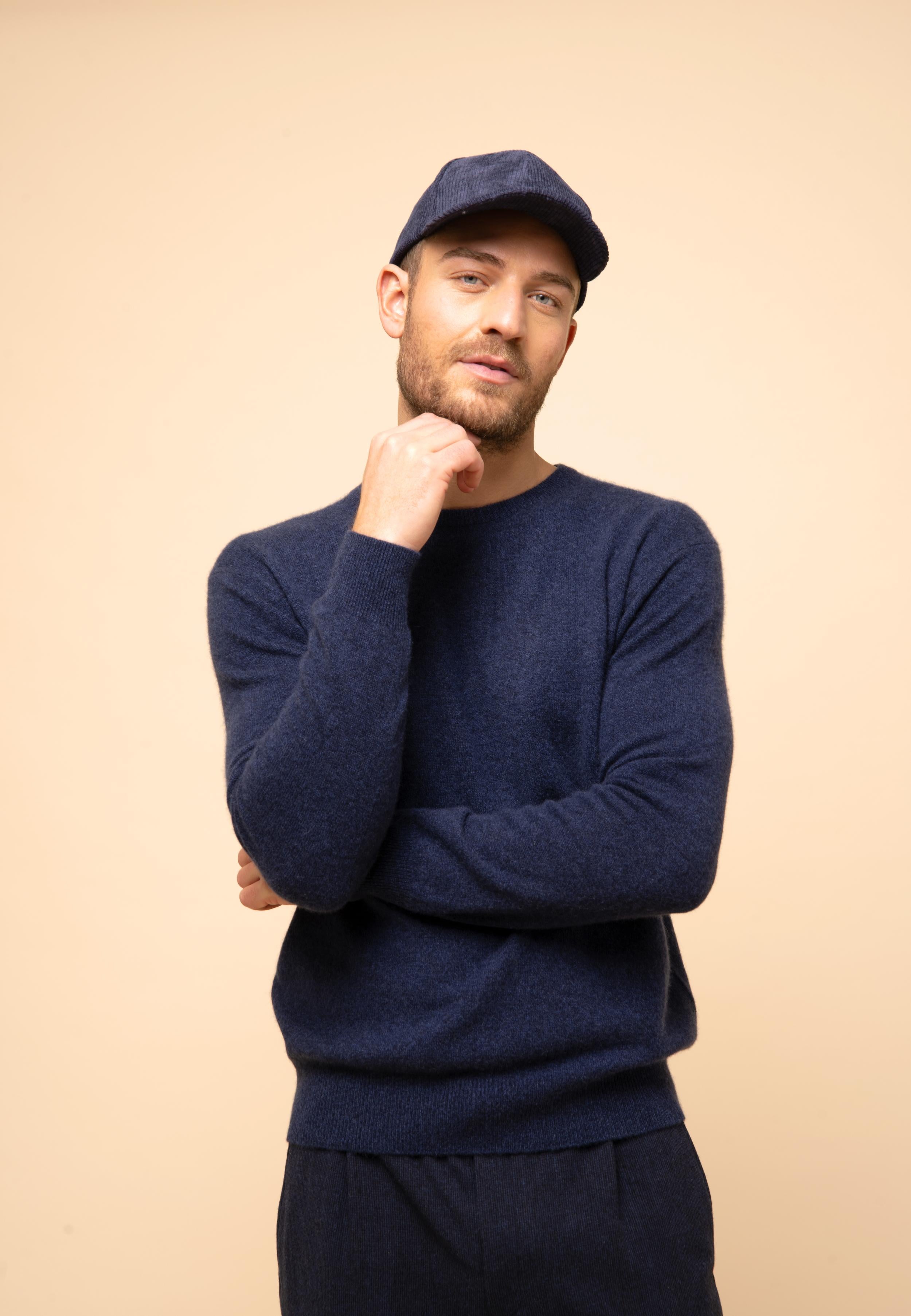 HOWARD midnight blue marl crew neck sweater
