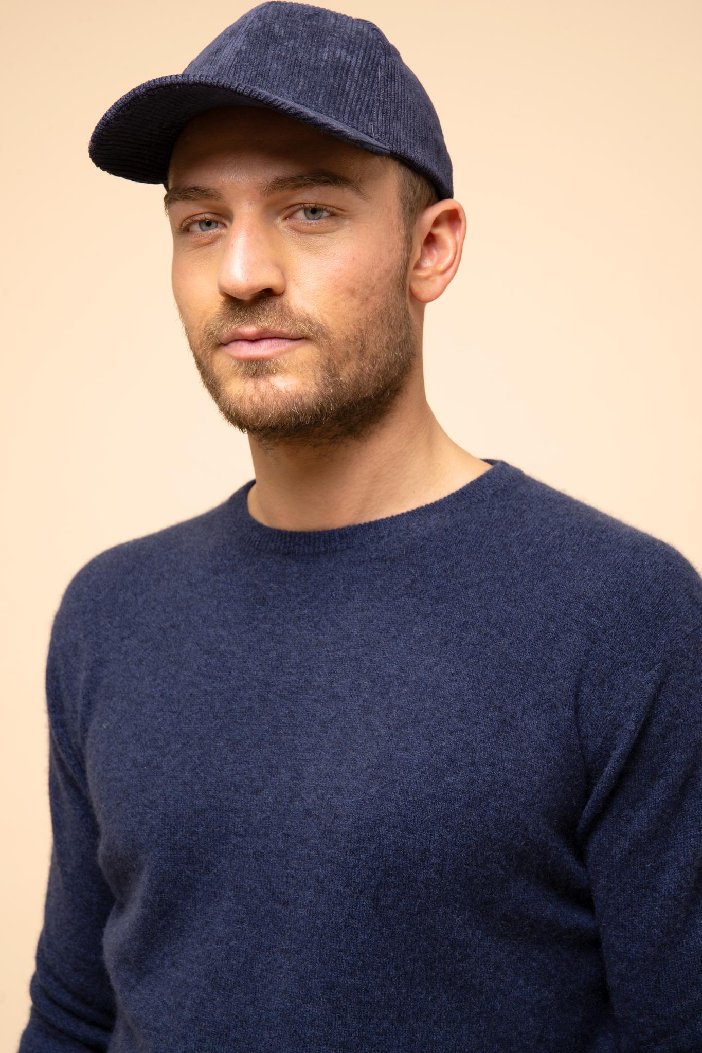 HOWARD pull col rond bleu nuit chiné