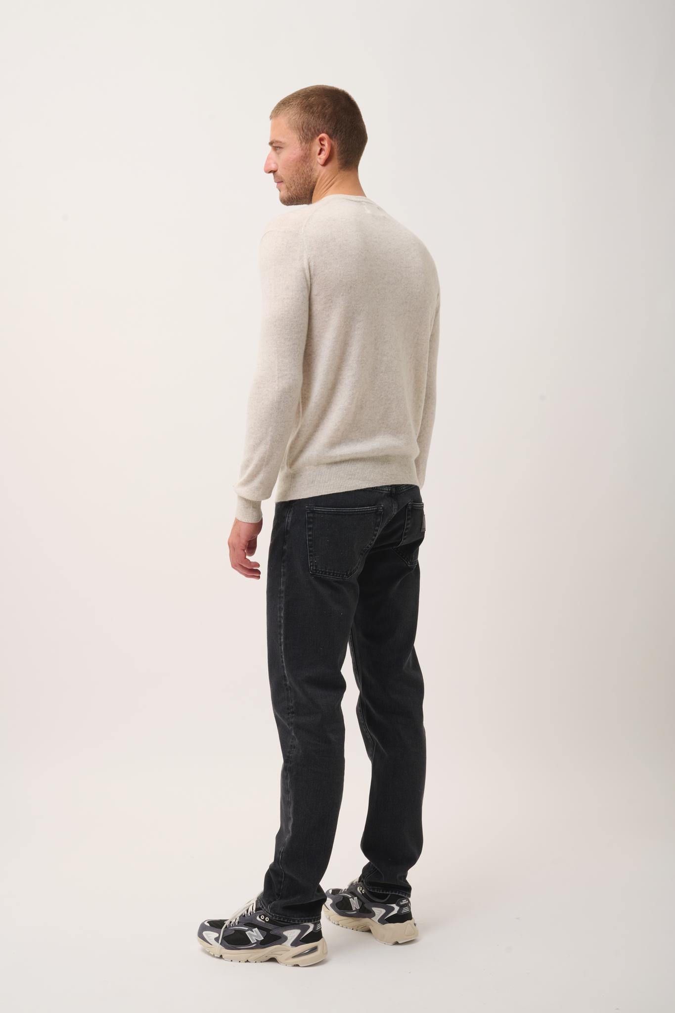 HOWARD pull col rond gris perle chiné