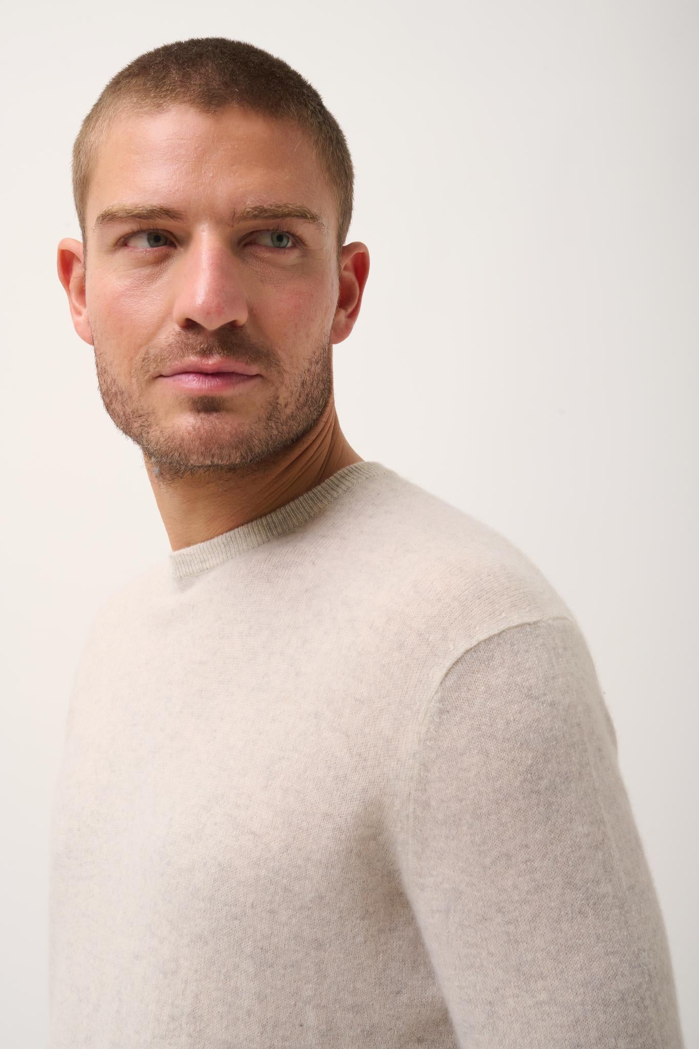 HOWARD pull col rond gris perle chiné