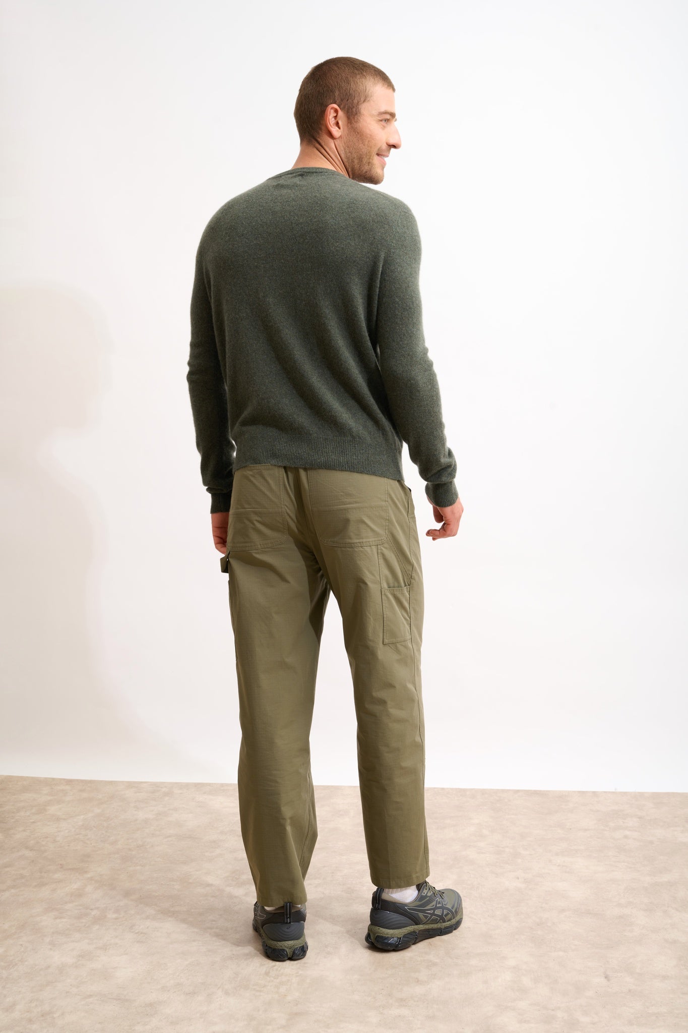 HOWARD pull col rond kaki chiné